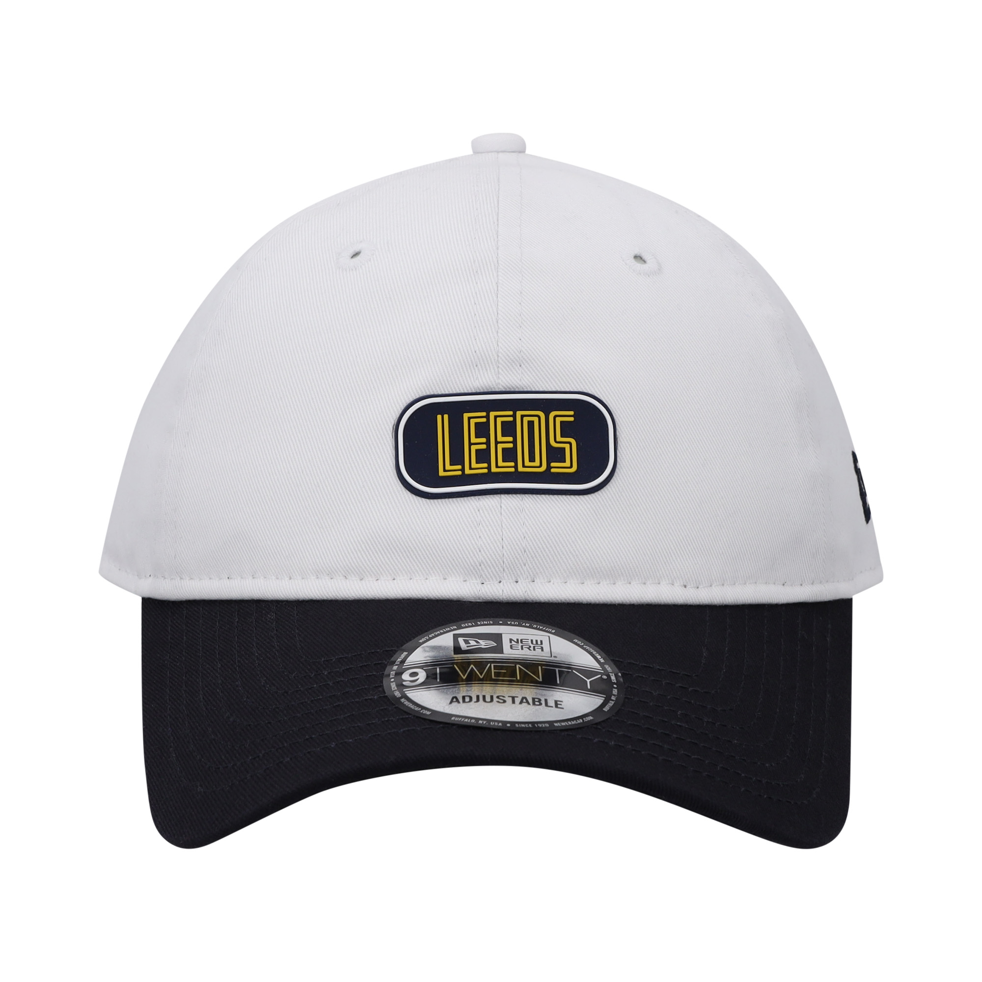 Leeds United New Era Rubber Badge 9TWENTY - White/Navy - Unisex, , rebel_hi-res