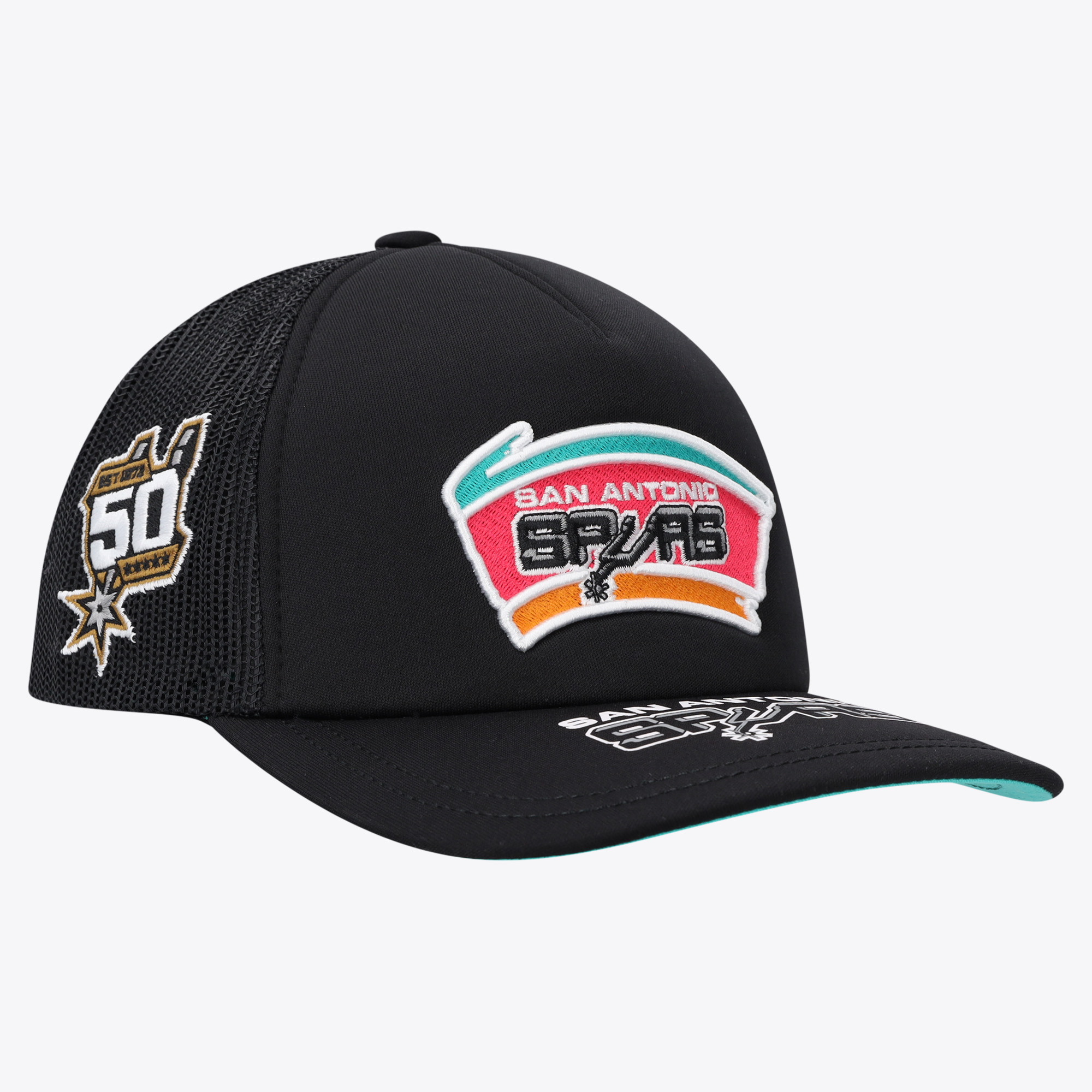 San Antonio Spurs Mitchell & Ness Team Origins Hardwood Classics Trucker Cap - Black, , rebel_hi-res