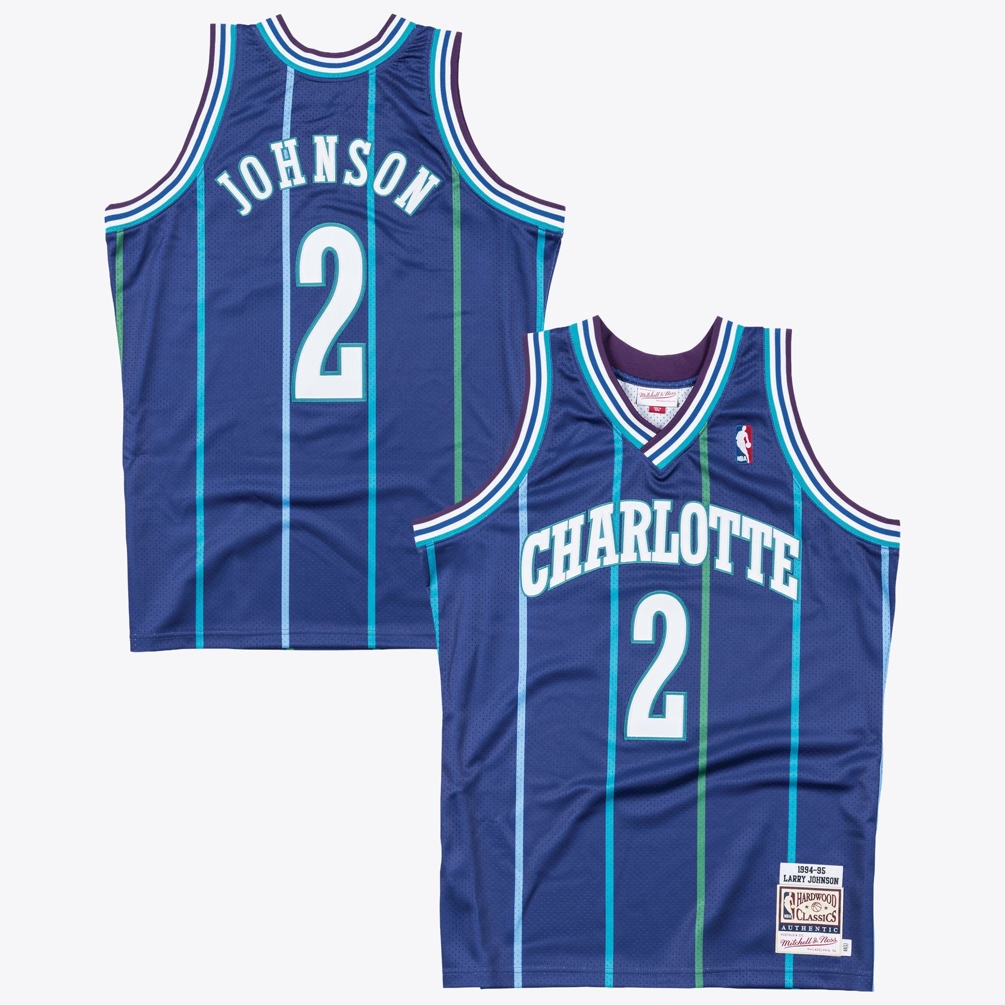 Charlotte Hornets Mitchell & Ness Larry Johnson Authentic Jersey, , rebel_hi-res
