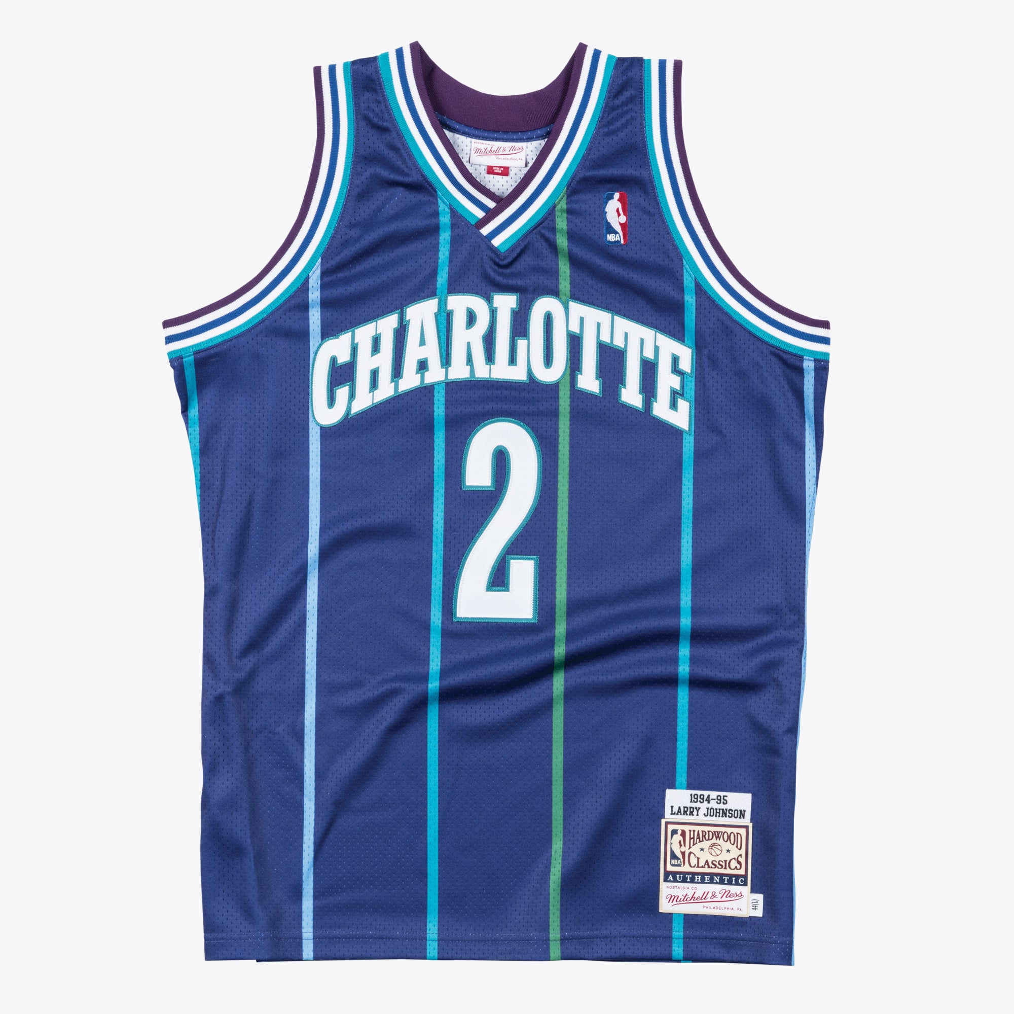Charlotte Hornets Mitchell & Ness Larry Johnson Authentic Jersey, , rebel_hi-res