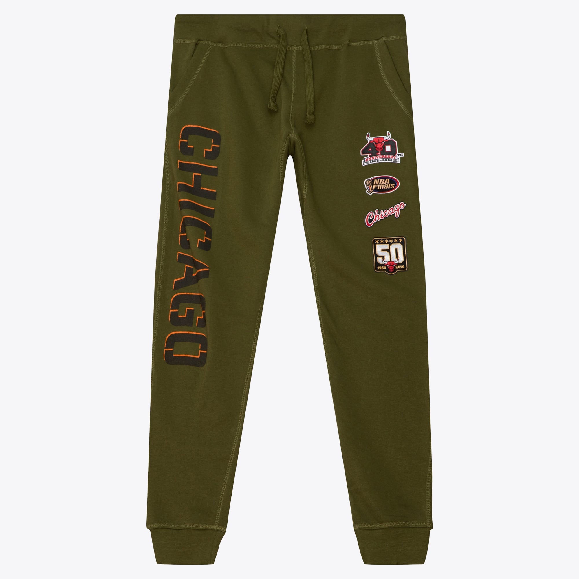 Chicago Bulls Mitchell & Ness Script Flight Joggers - Olive - Mens, , rebel_hi-res
