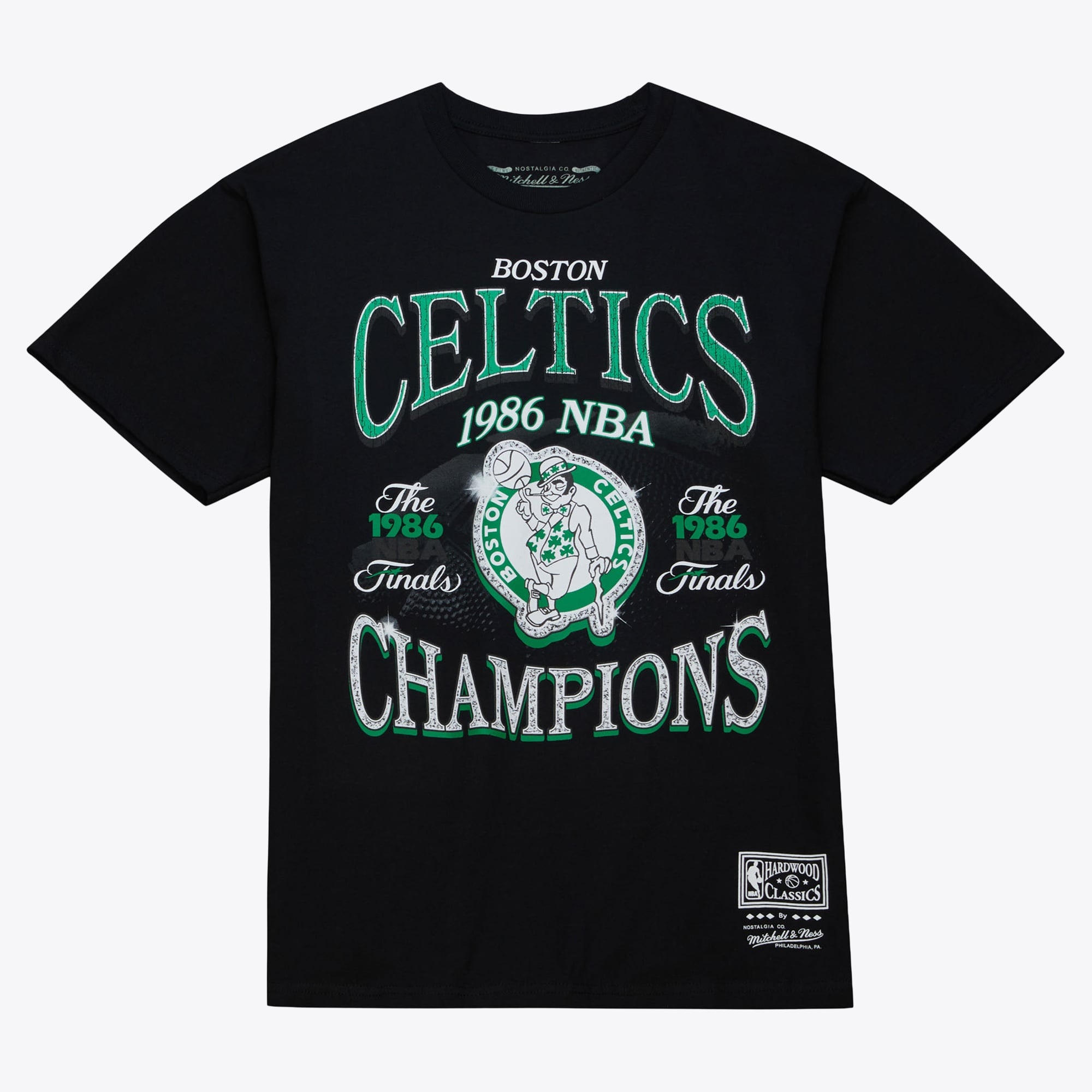 Boston Celtics Mitchell & Ness Champions Era Ss Hardwood Classics T-Shirt - Black - Mens, , rebel_hi-res