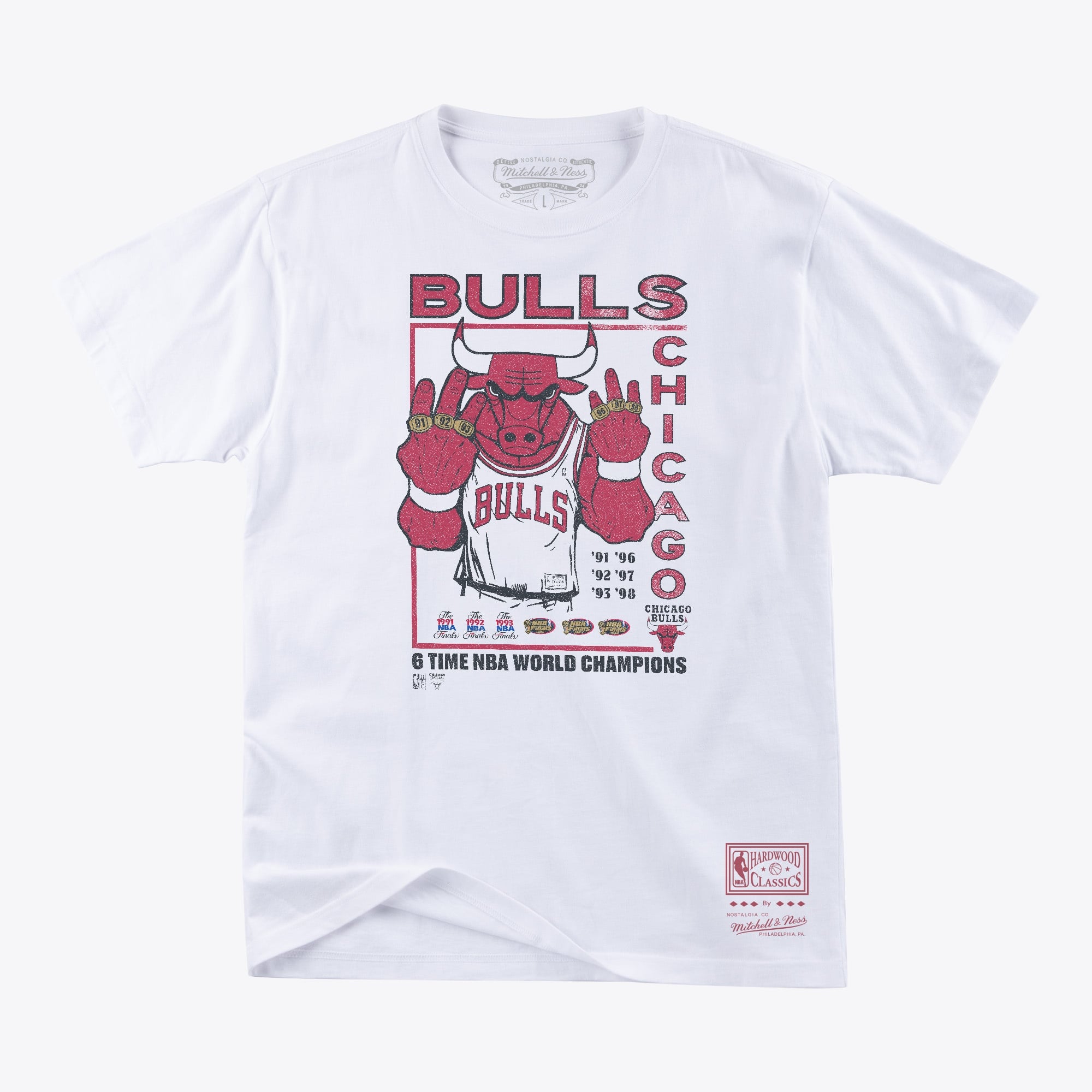 Chicago Bulls Mitchell & Ness Champions T-Shirt - White - Mens, , rebel_hi-res