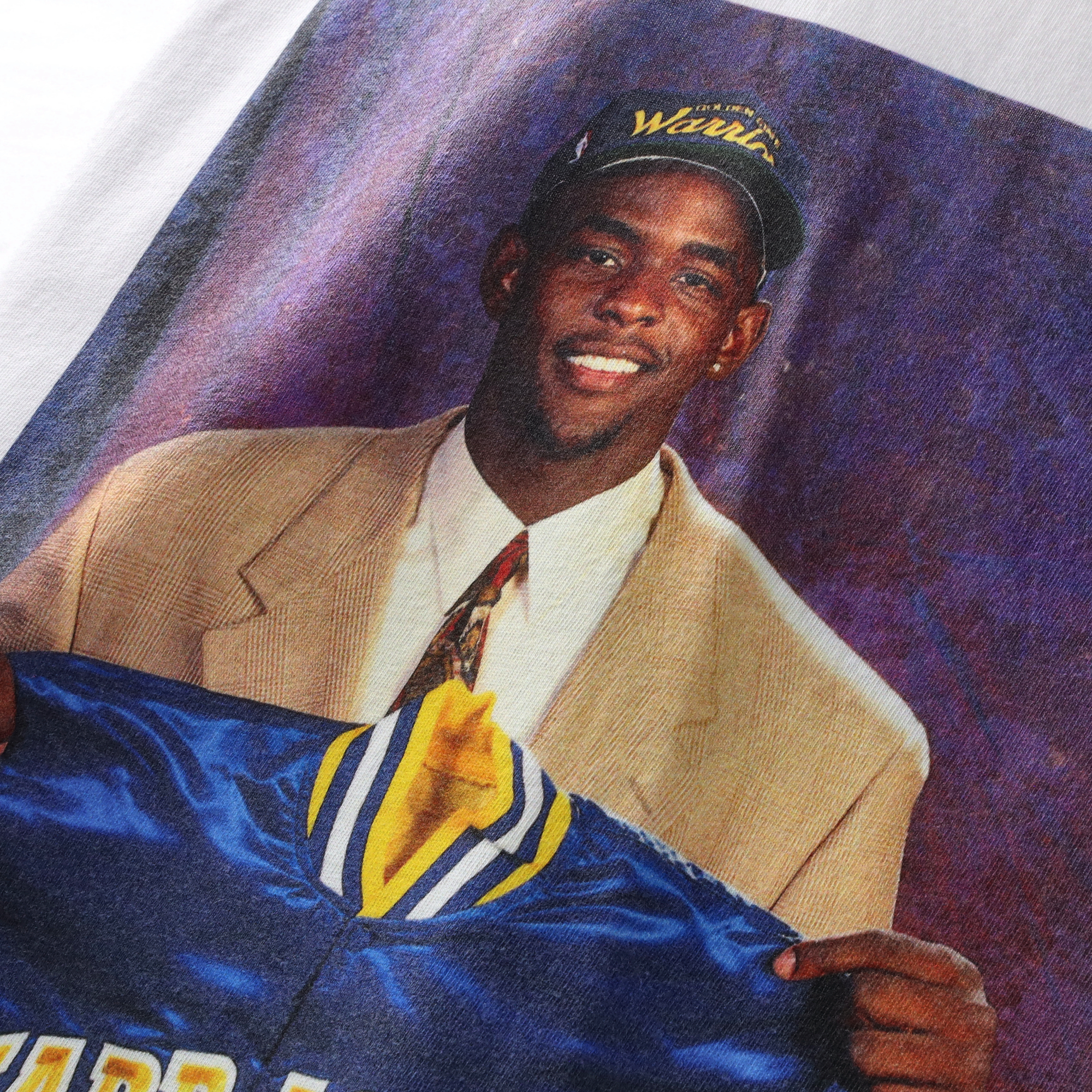 Golden State Warriors Mitchell & Ness Off Court T-Shirt - White - Mens, , rebel_hi-res