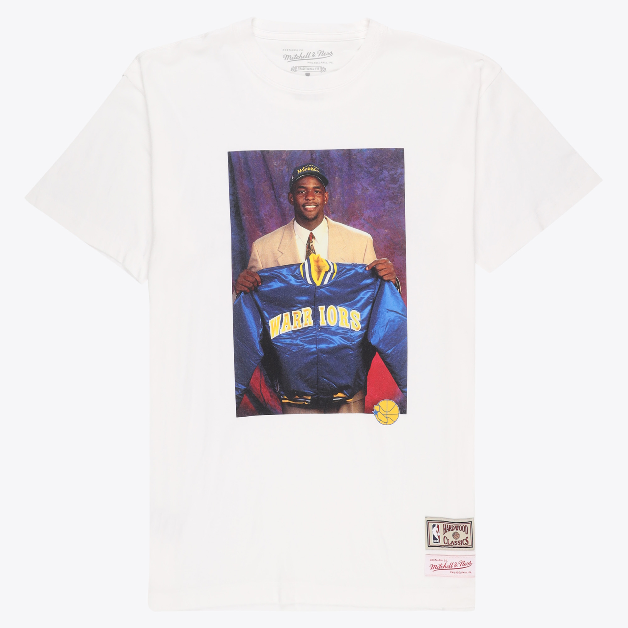 Golden State Warriors Mitchell & Ness Off Court T-Shirt - White - Mens, , rebel_hi-res