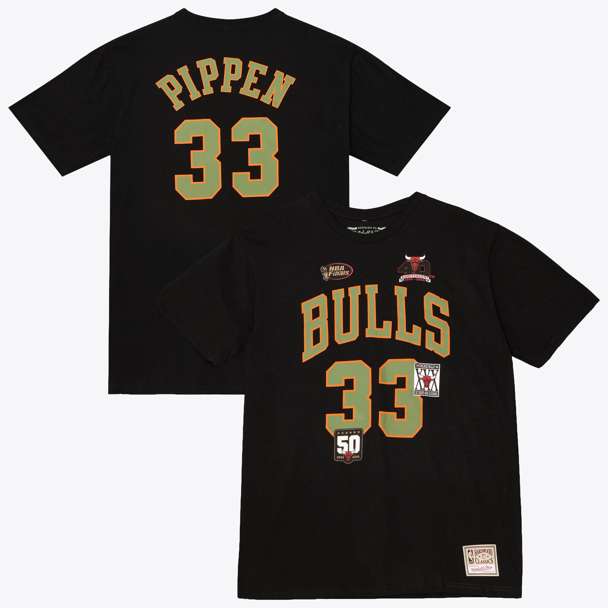 Chicago Bulls Mitchell & Ness Scottie Pippen Script Name & Number - Black - Mens, , rebel_hi-res