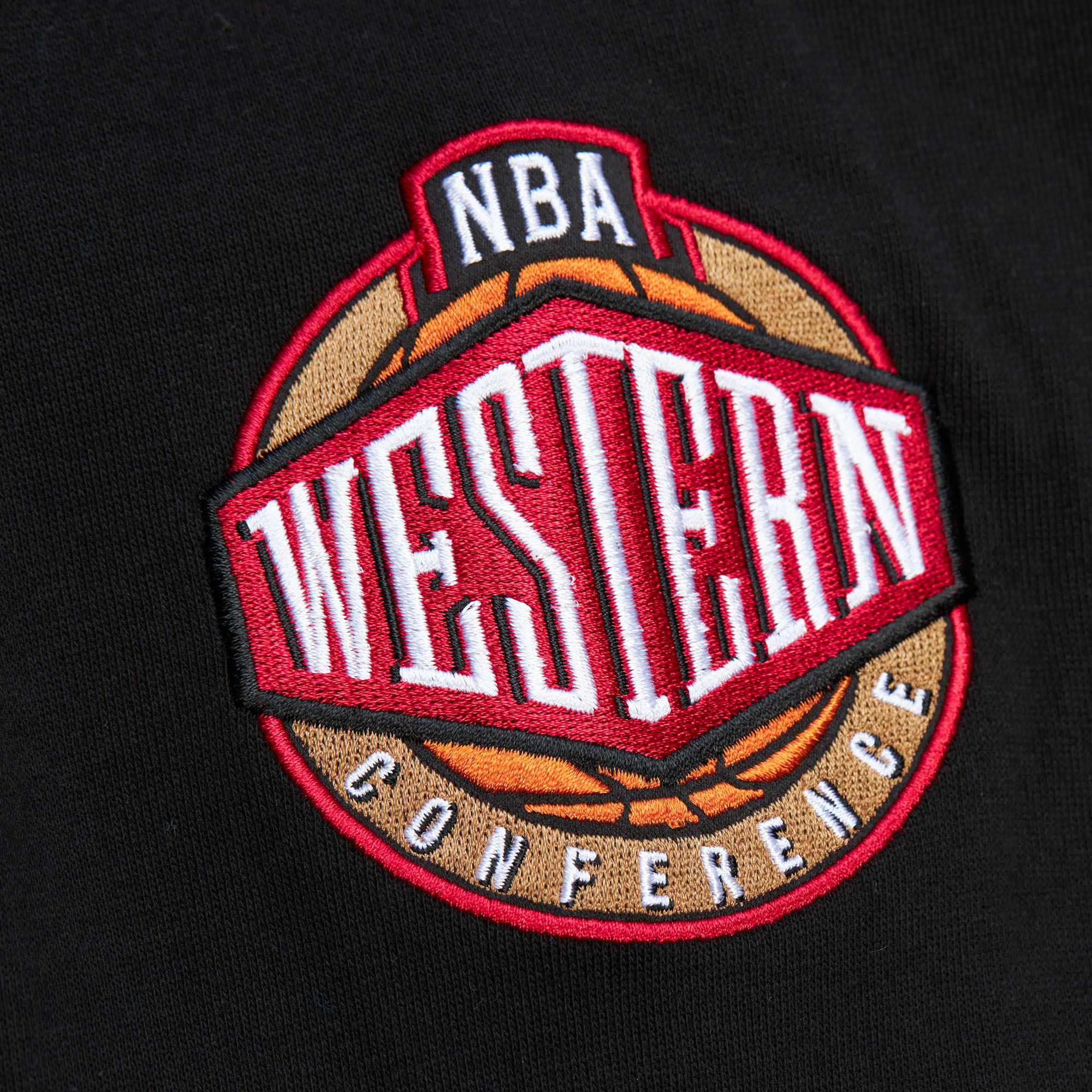 Golden State Warriors Mitchell & Ness Team First Satin Fleece Crew - Black - Mens, , rebel_hi-res