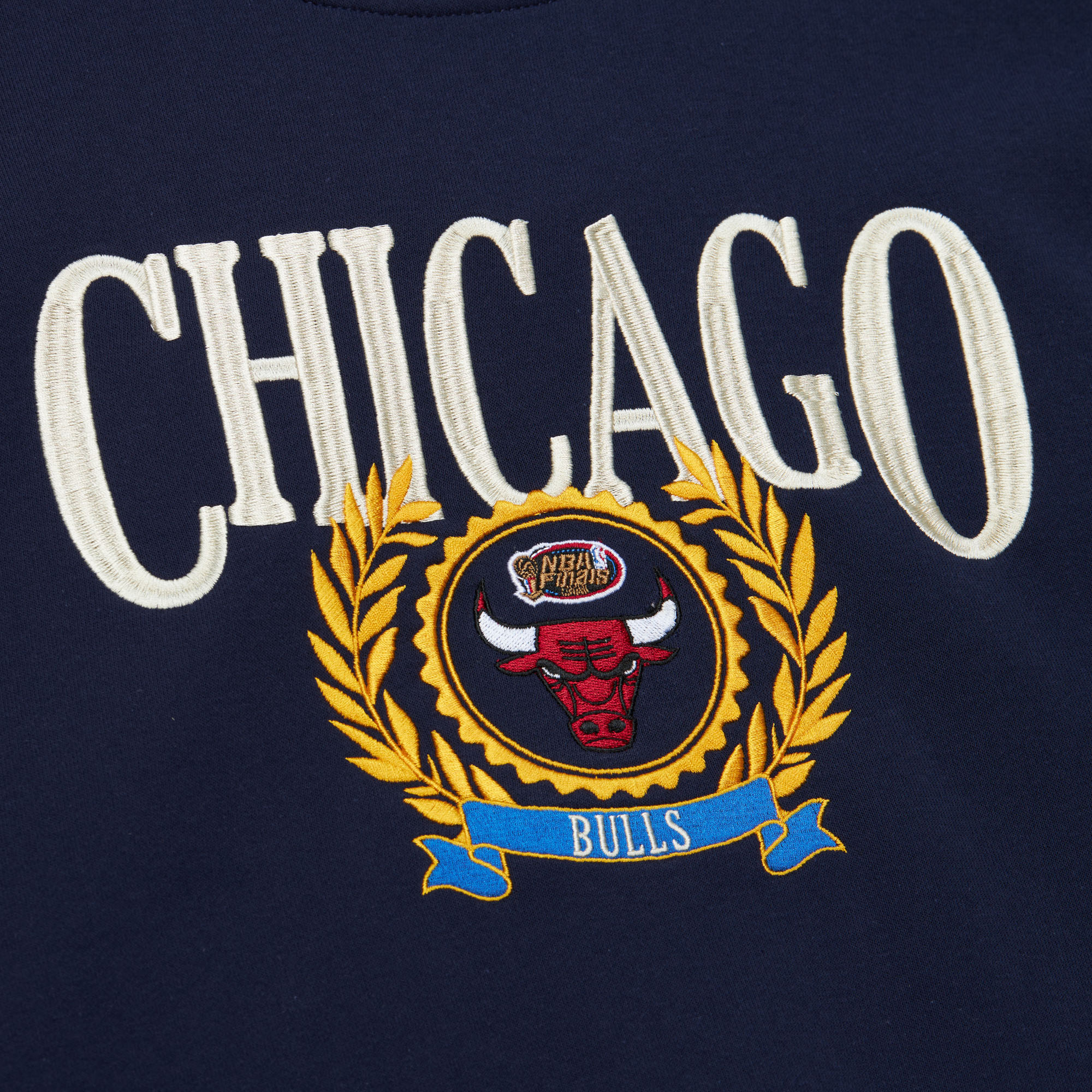 Chicago Bulls Mitchell & Ness Collegiate Crew Fleece - Navy - Mens, , rebel_hi-res