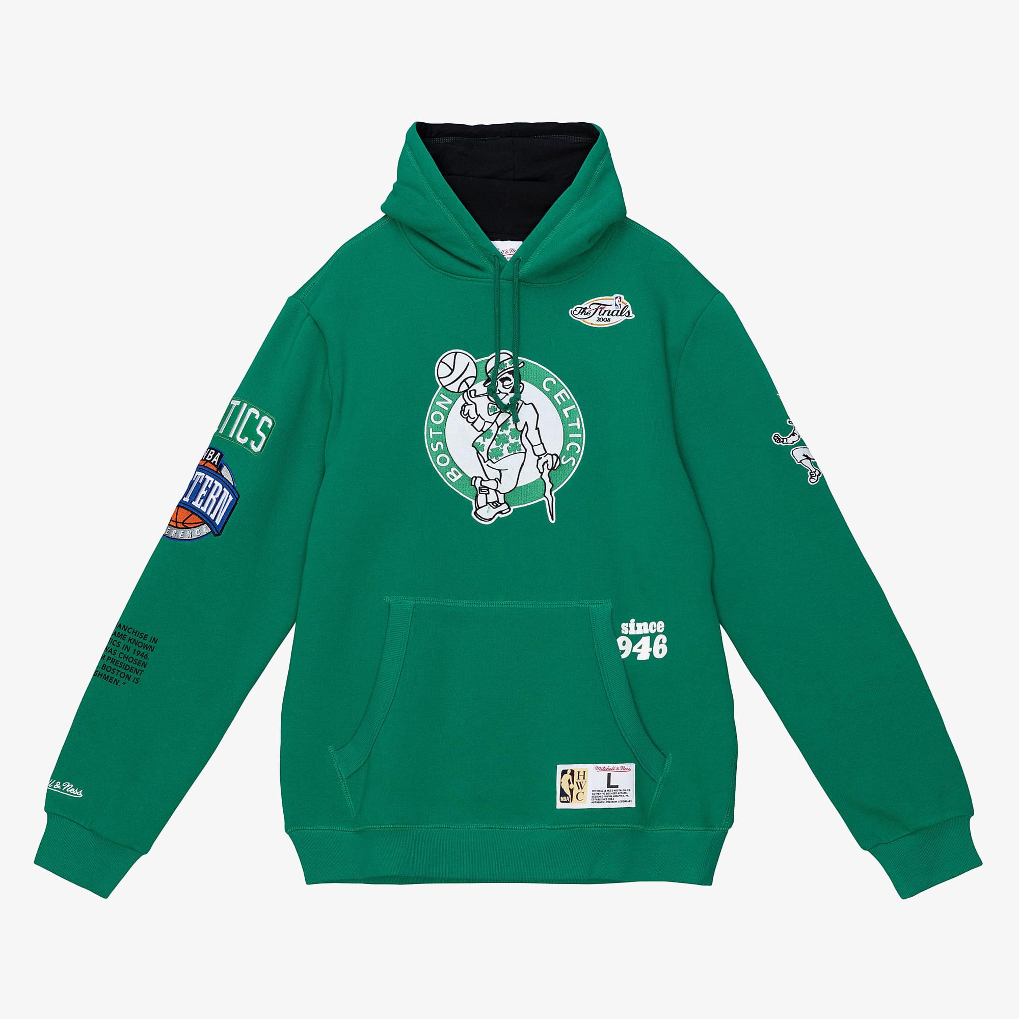 Boston Celtics Mitchell & Ness Team Origins Fleece Hoodie - Dark Green - Mens, , rebel_hi-res