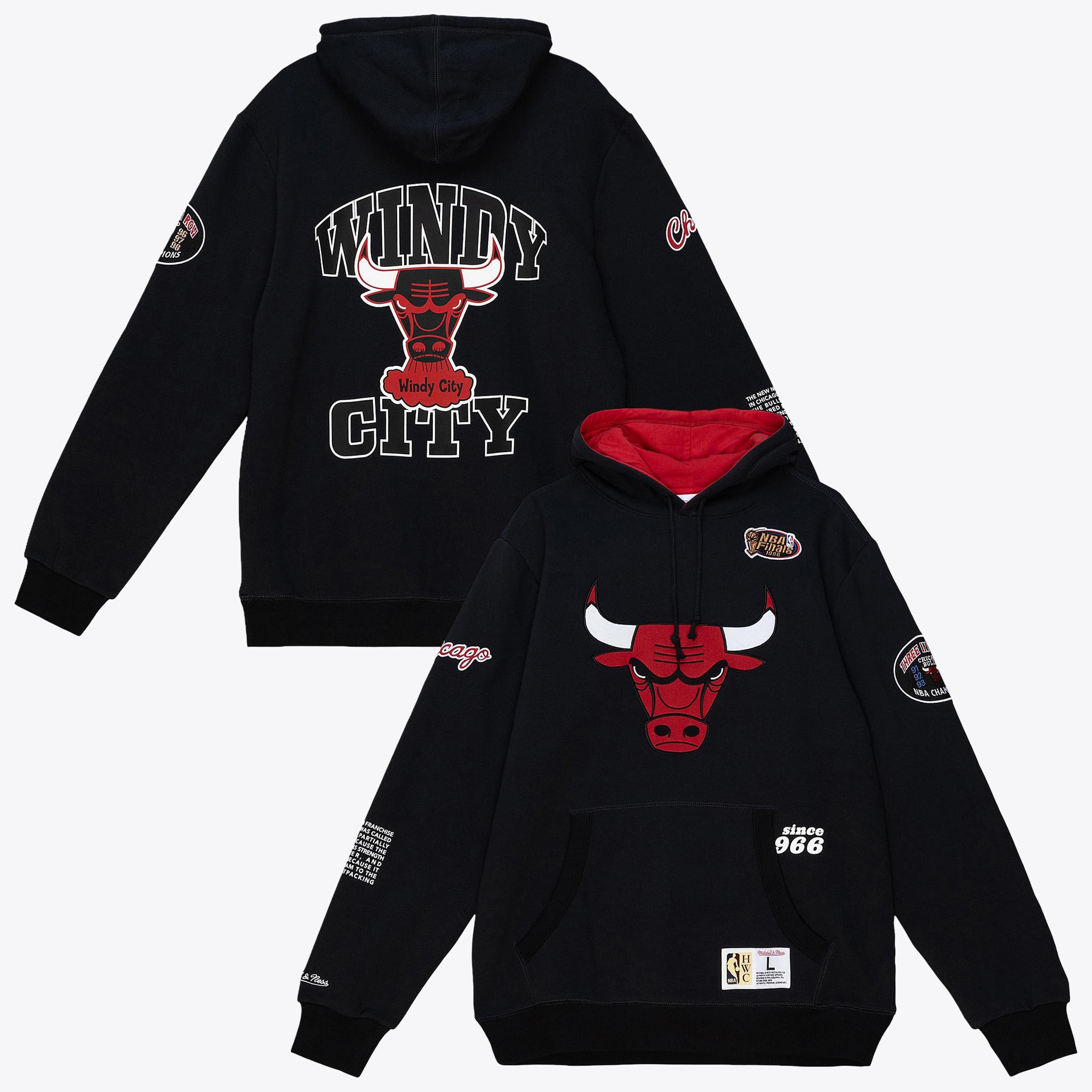 Chicago Bulls Mitchell & Ness Team Origins Fleece Hoodie - Black - Mens
