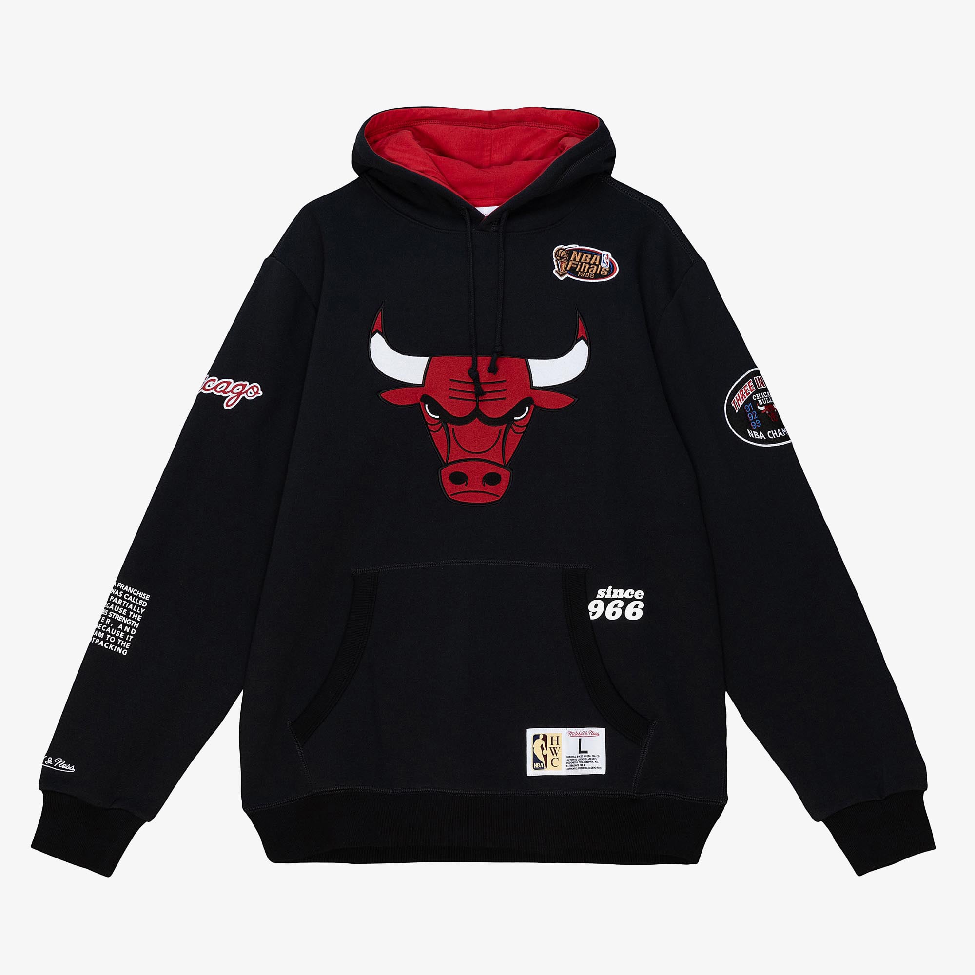 Chicago Bulls Mitchell & Ness Team Origins Fleece Hoodie - Black - Mens, , rebel_hi-res