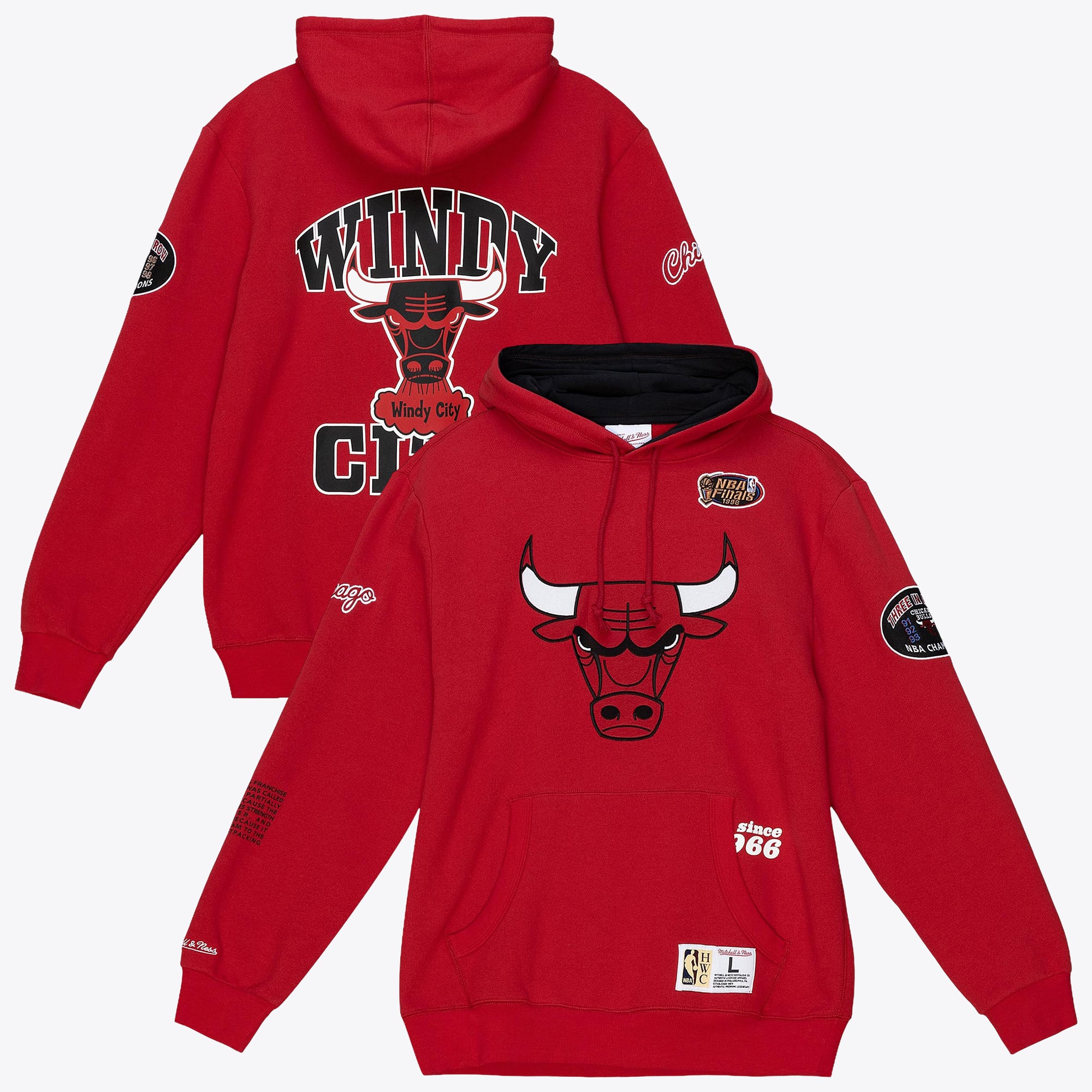 Chicago Bulls Mitchell & Ness Team Origins Fleece Hoodie - Scarlet - Mens, , rebel_hi-res