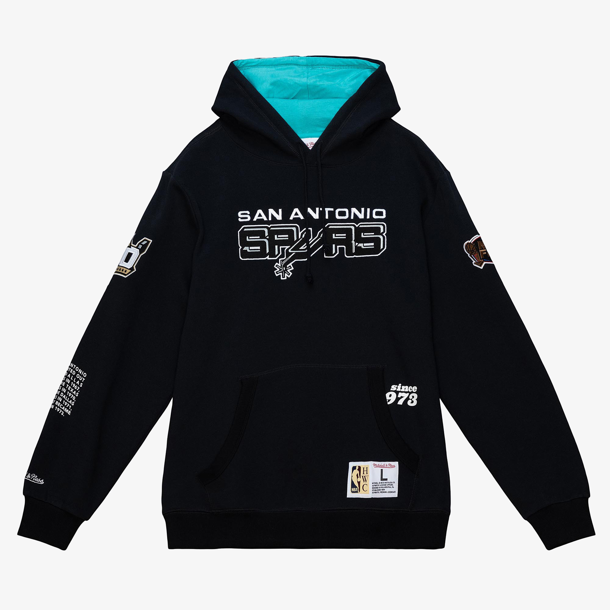 San Antonio Spurs Mitchell & Ness Team Origins Fleece Hoodie - Black - Mens, , rebel_hi-res