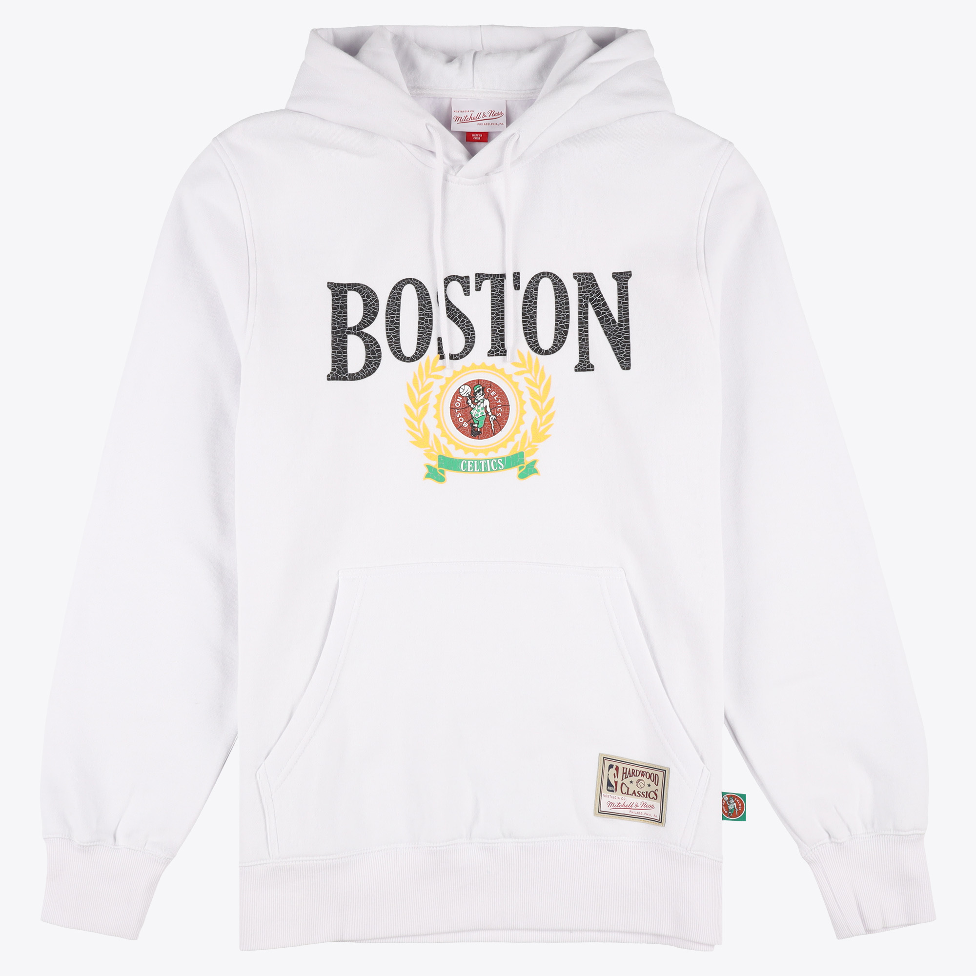 Boston Celtics Mitchell & Ness The Traditional Fleece Hoodie - White - Mens, , rebel_hi-res