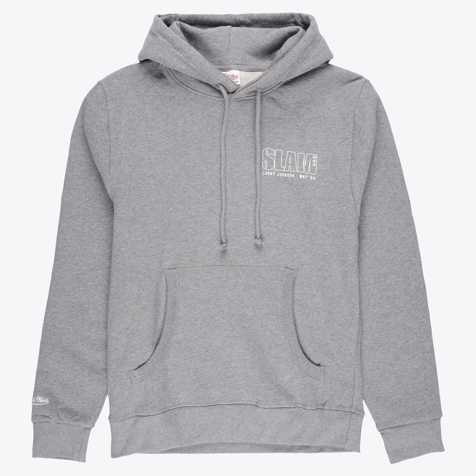 Charlotte Hornets Mitchell & Ness Larry Johnson Slam Hoodie - Grey - Mens, , rebel_hi-res