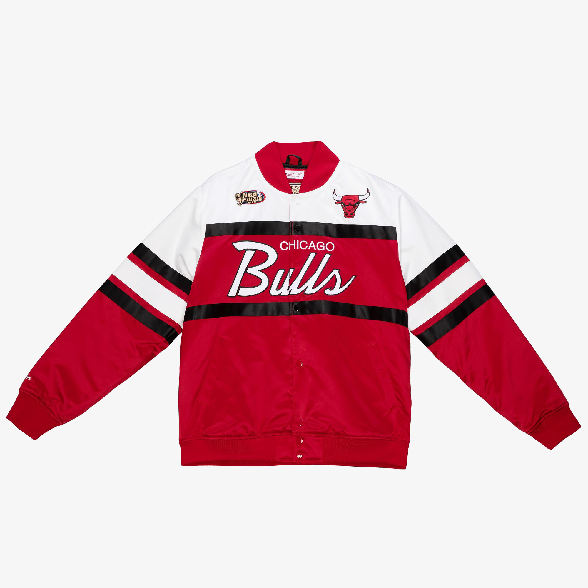 Chicago Bulls Mitchell & Ness Special Script Heavyweight Satin Jacket - Scarlet - Mens, , rebel_hi-res