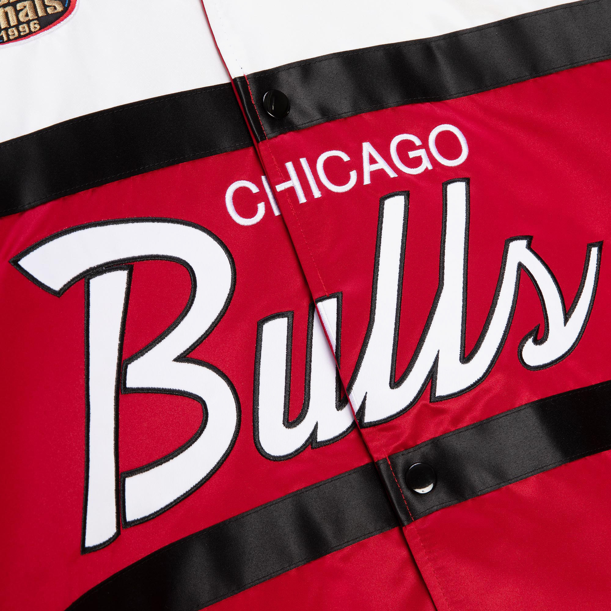 Chicago Bulls Mitchell & Ness Special Script Heavyweight Satin Jacket - Scarlet - Mens, , rebel_hi-res