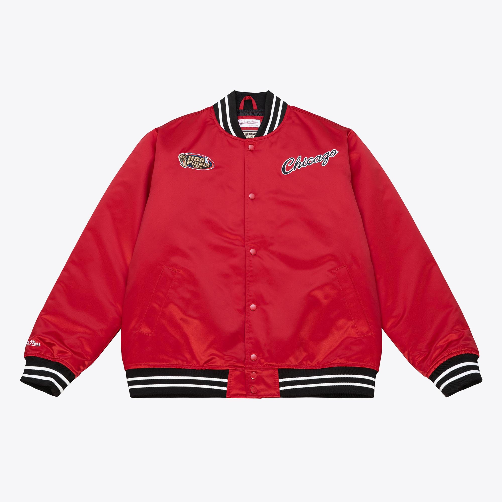 Chicago Bulls Mitchell & Ness Heavyweight Satin Jacket - Scarlet - Mens, , rebel_hi-res