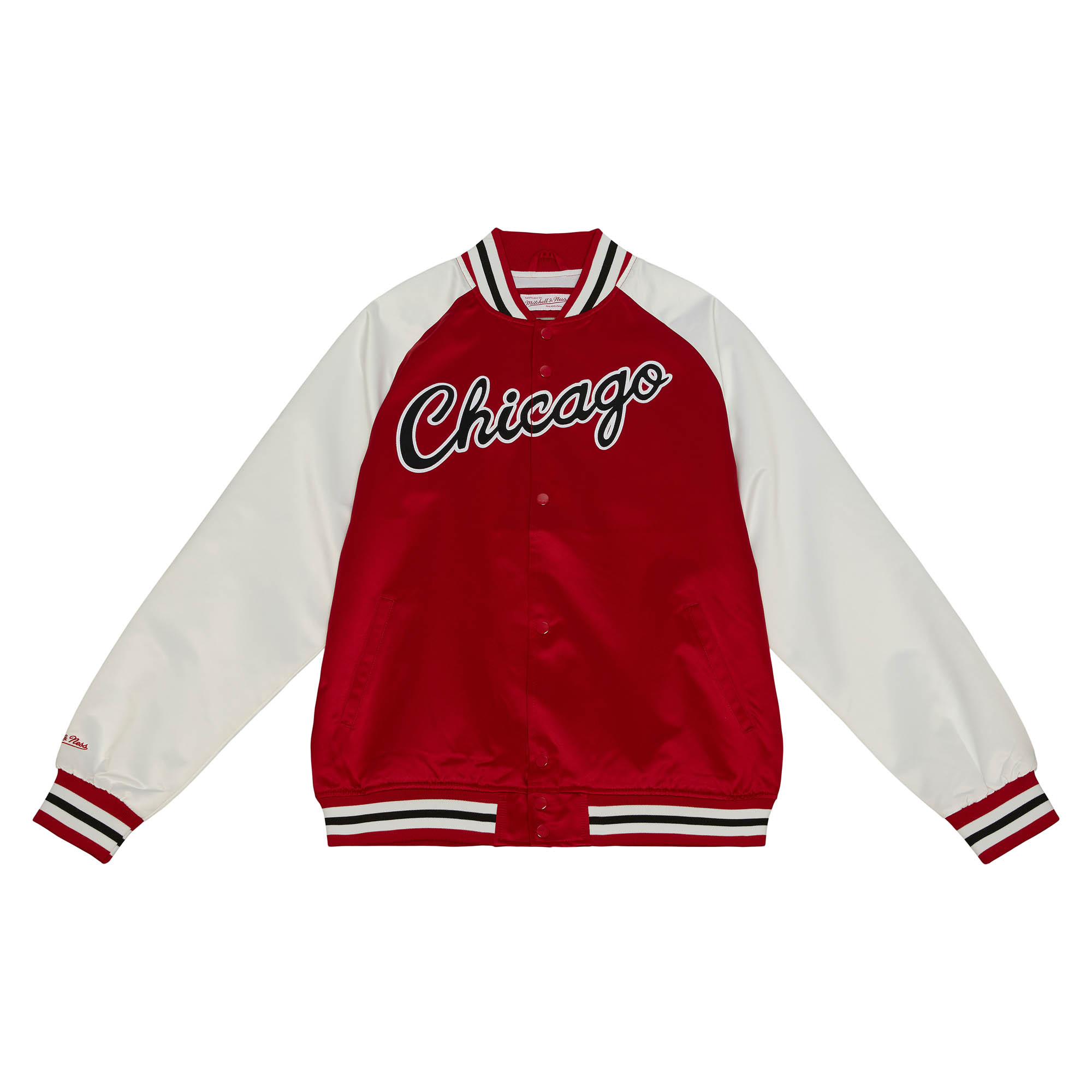 Chicago Bulls Mitchell & Ness Primetime Lightweight Satin Jacket - Scarlet - Mens, , rebel_hi-res