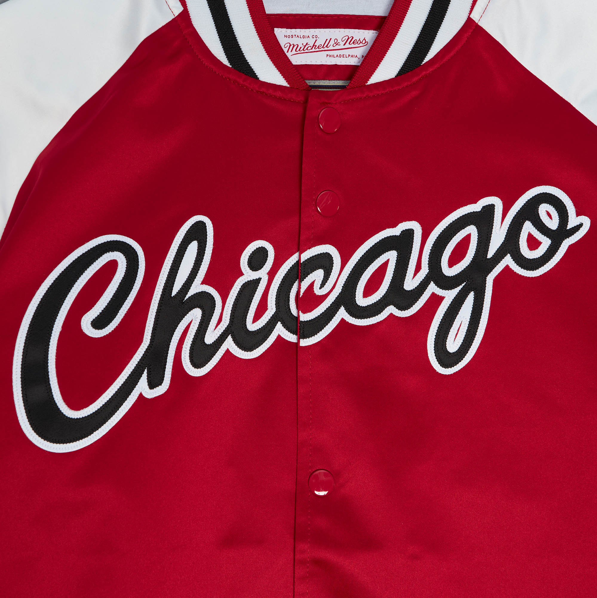 Chicago Bulls Mitchell & Ness Primetime Lightweight Satin Jacket - Scarlet - Mens, , rebel_hi-res