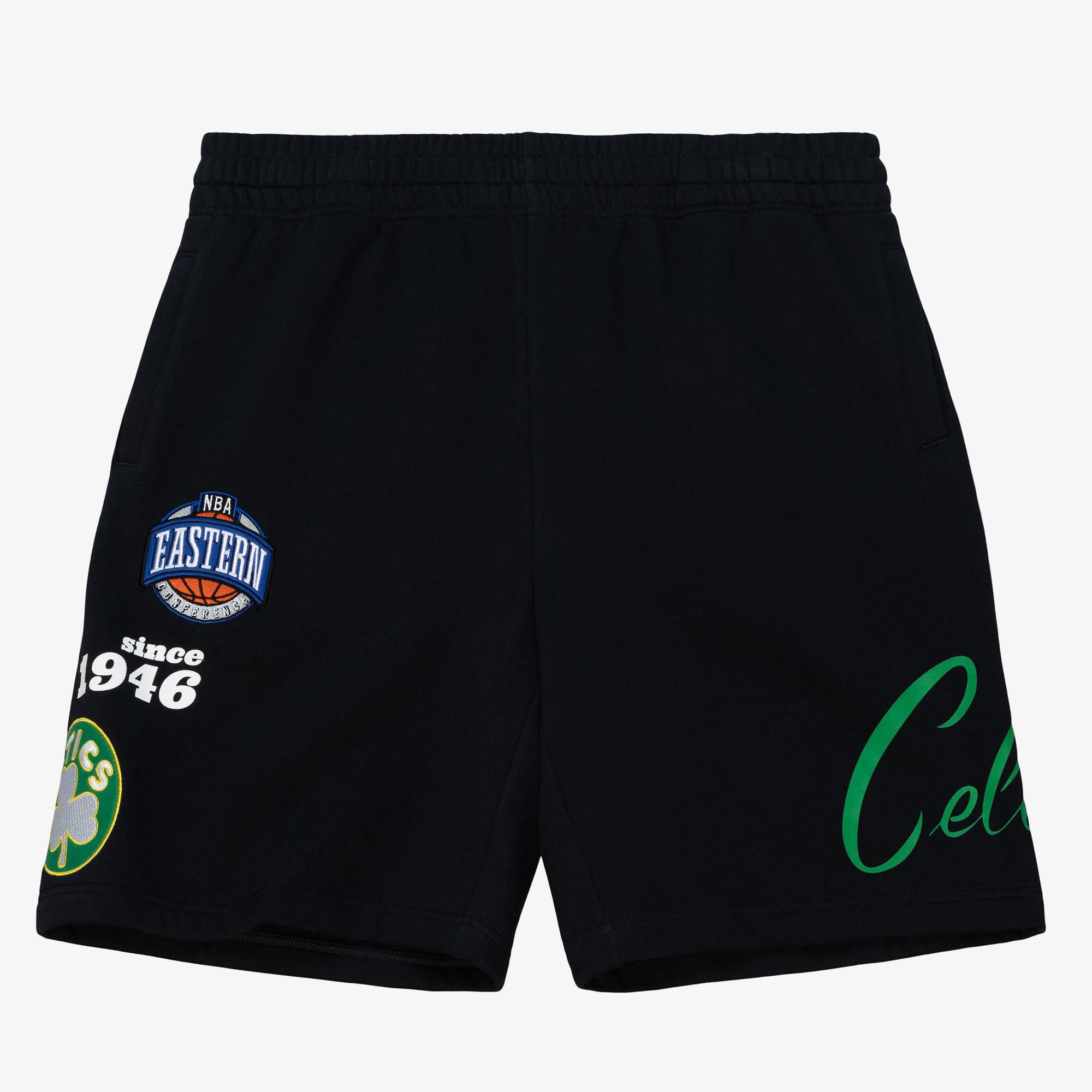 Boston Celtics Mitchell & Ness Team Origins Fleece Shorts - Black - Mens, , rebel_hi-res