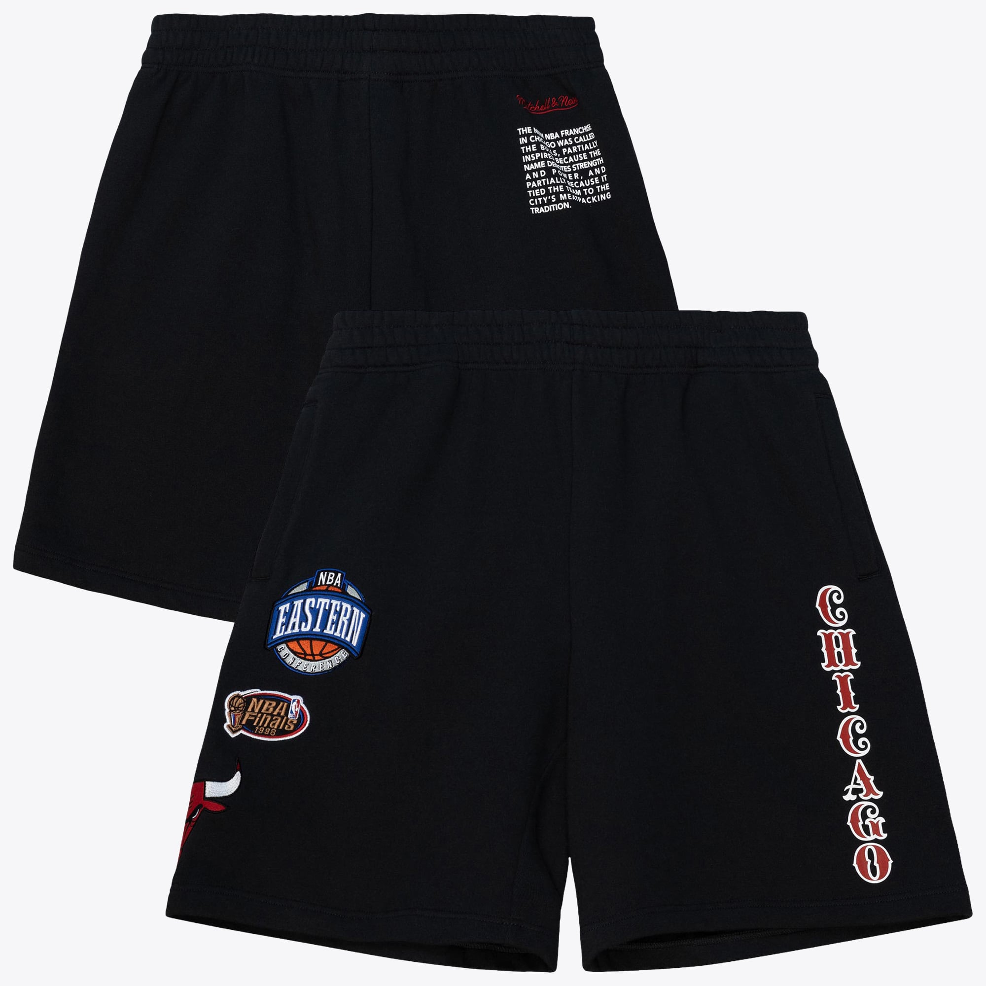 Chicago Bulls Mitchell & Ness Team Origins Fleece Shorts - Black - Mens, , rebel_hi-res