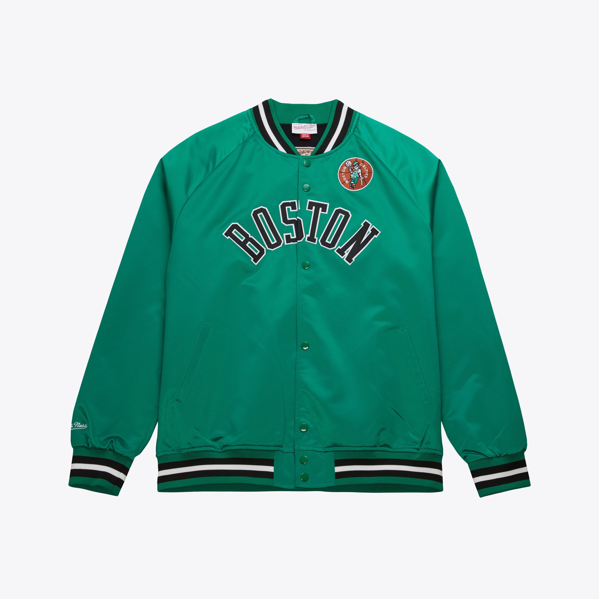 Boston Celtics Mitchell & Ness Lightweight Satin Jacket - Kelly Green - Mens, , rebel_hi-res