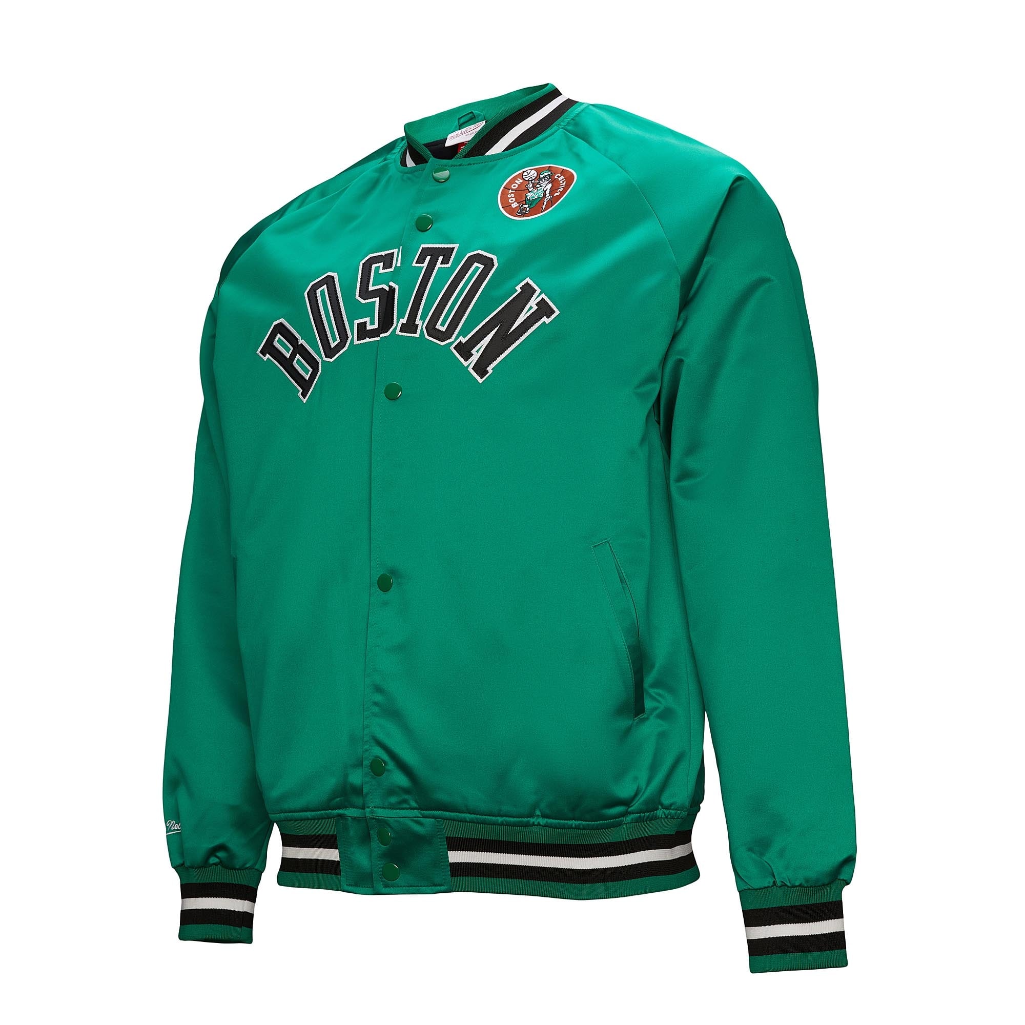 Boston Celtics Mitchell & Ness Lightweight Satin Jacket - Kelly Green - Mens, , rebel_hi-res