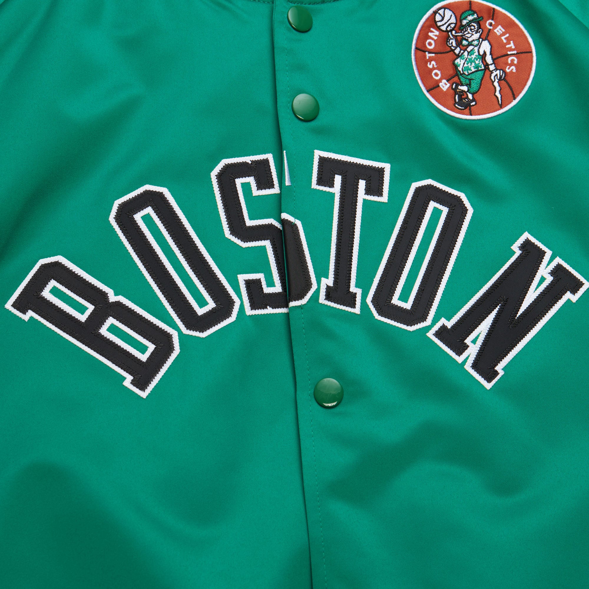Boston Celtics Mitchell & Ness Lightweight Satin Jacket - Kelly Green - Mens, , rebel_hi-res