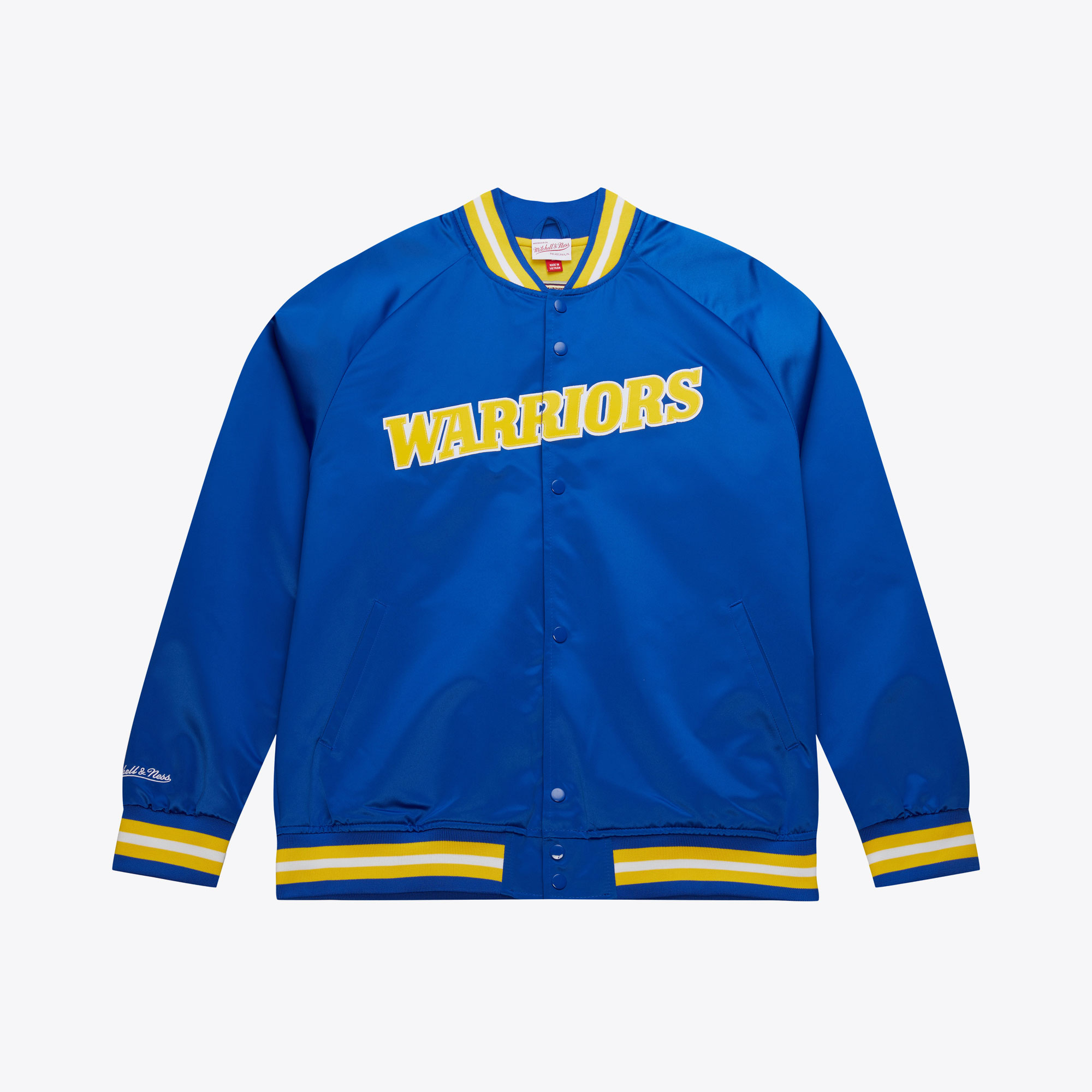 Golden State Warriors Mitchell & Ness Lightweight Satin Jacket - Royal Blue - Mens, , rebel_hi-res