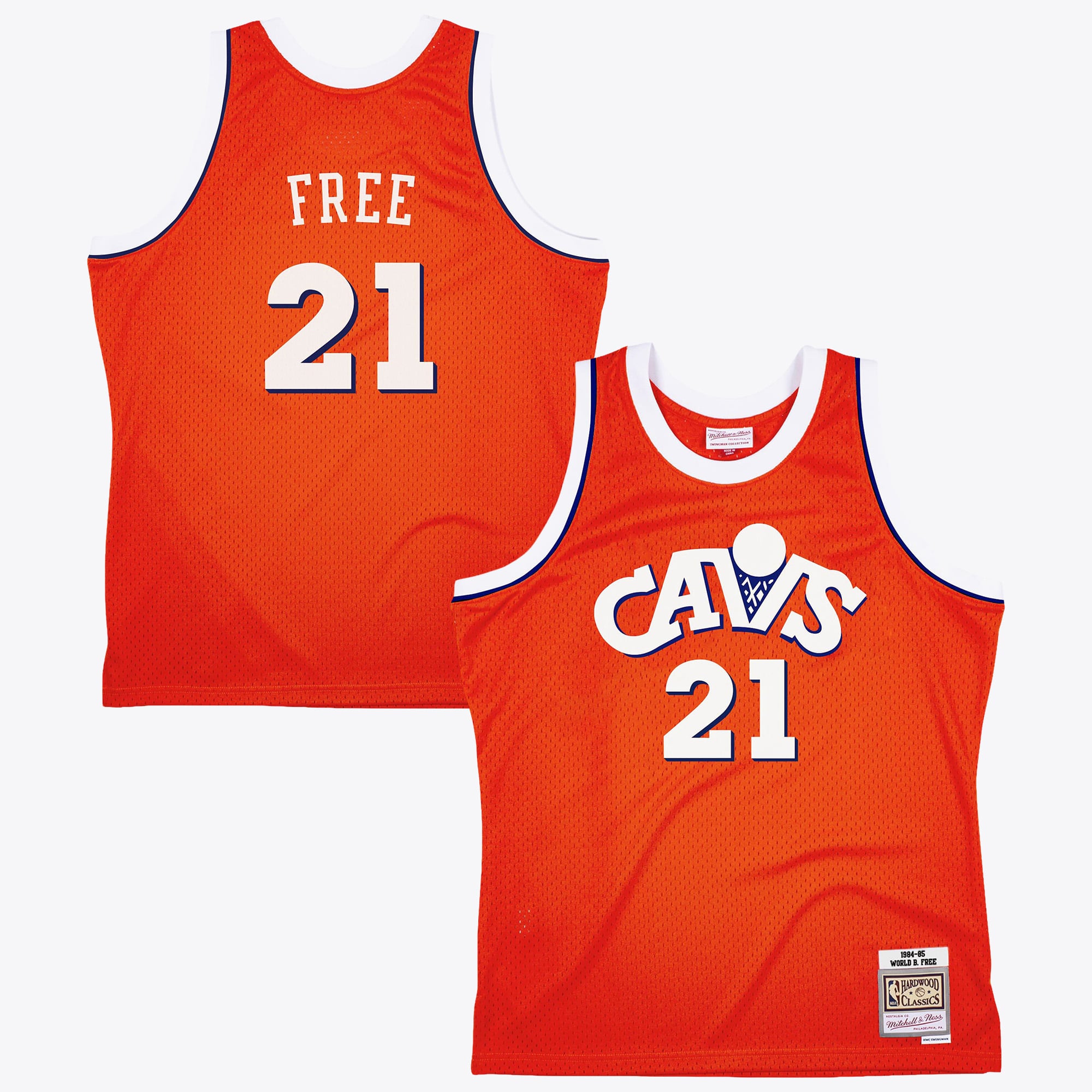 Cleveland Cavaliers Mitchell & Ness World B. Free 1984 Dark Authentic Jersey - Orange, , rebel_hi-res