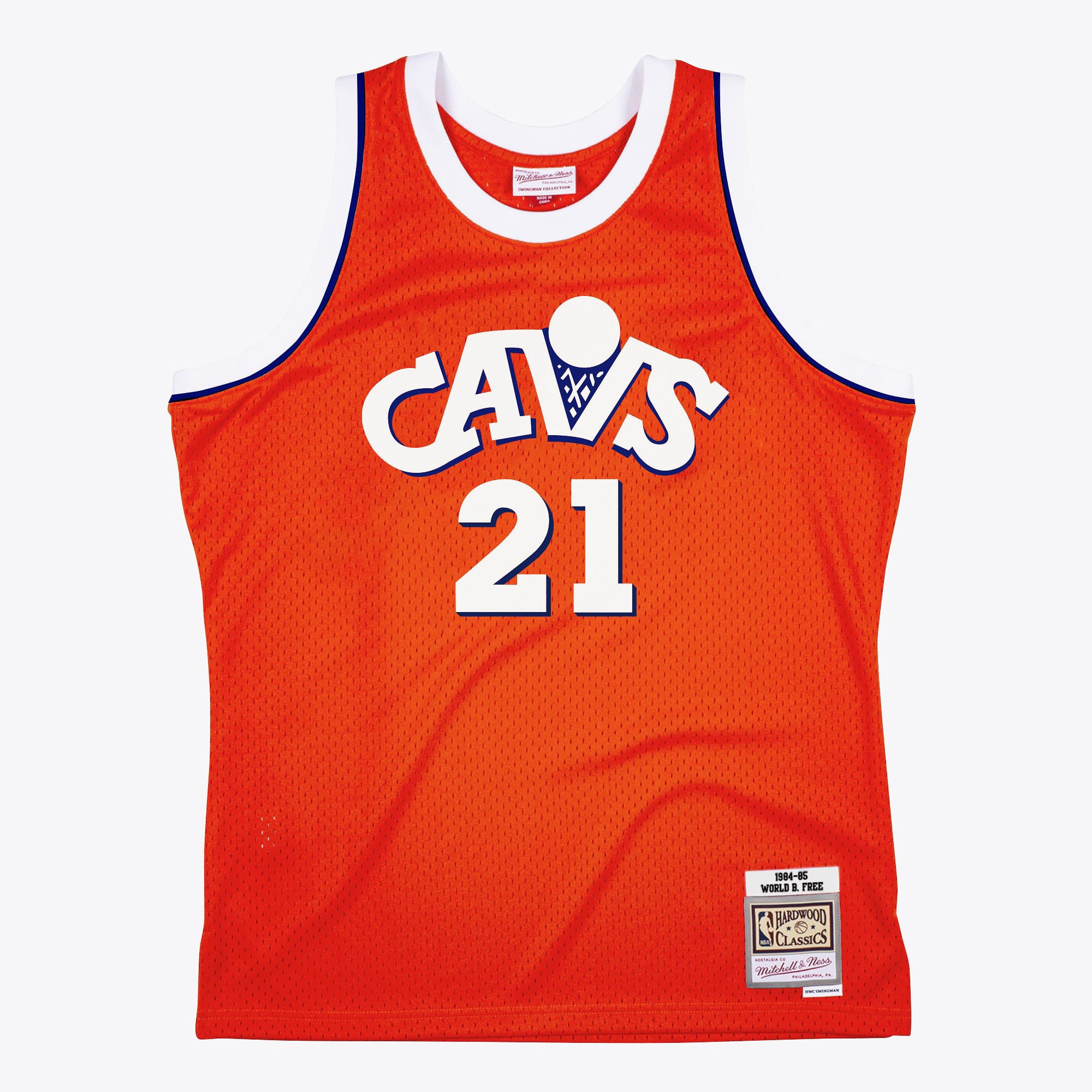 Cleveland Cavaliers Mitchell & Ness World B. Free 1984 Dark Authentic Jersey - Orange, , rebel_hi-res