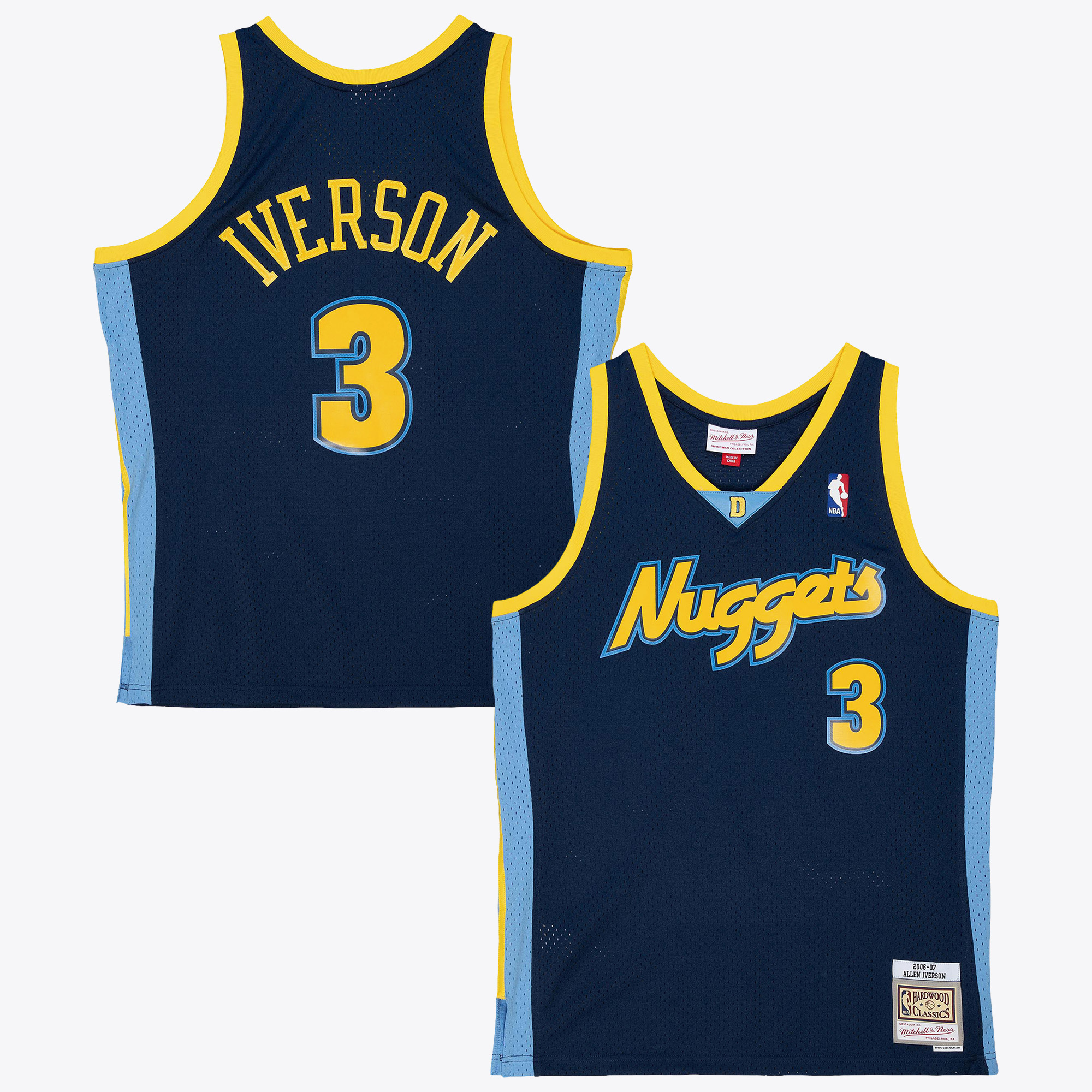 Denver Nuggets Mitchell & Ness Allen Iverson 2006 Alternate Authentic Jersey - Ash Blue, , rebel_hi-res