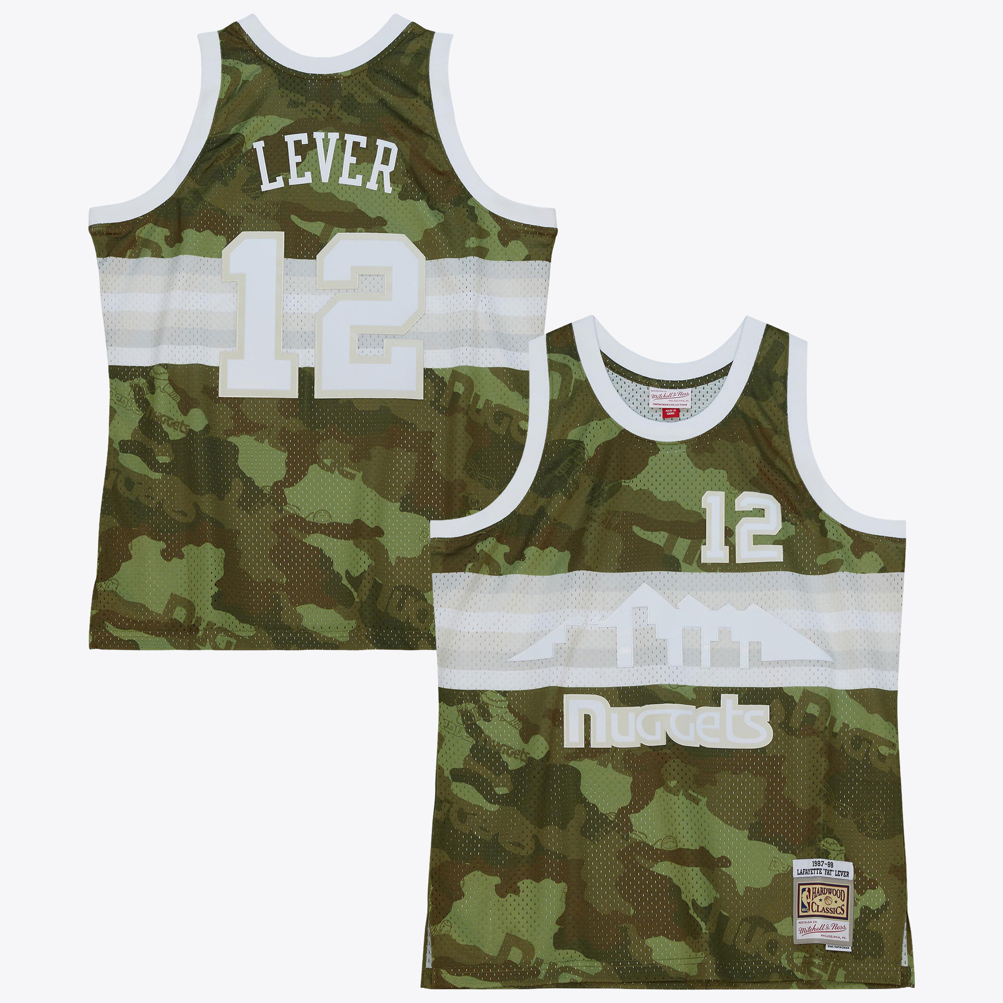 Denver Nuggets Mitchell & Ness 1987 Ghost Camo Swingman Jersey Lafayette "Fat" Lever - Green, , rebel_hi-res