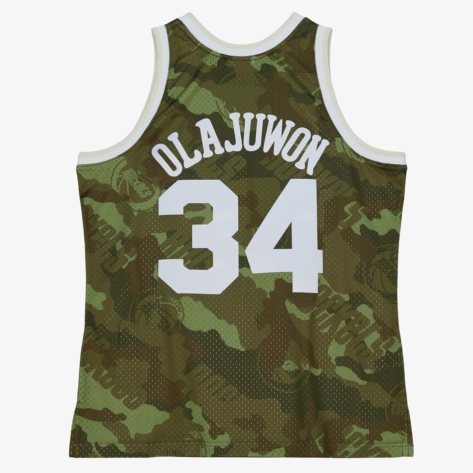 Houston Rockets Mitchell & Ness Hakeem Olajuwon 1993 Ghost Camo Swingman Jersey - Green, , rebel_hi-res