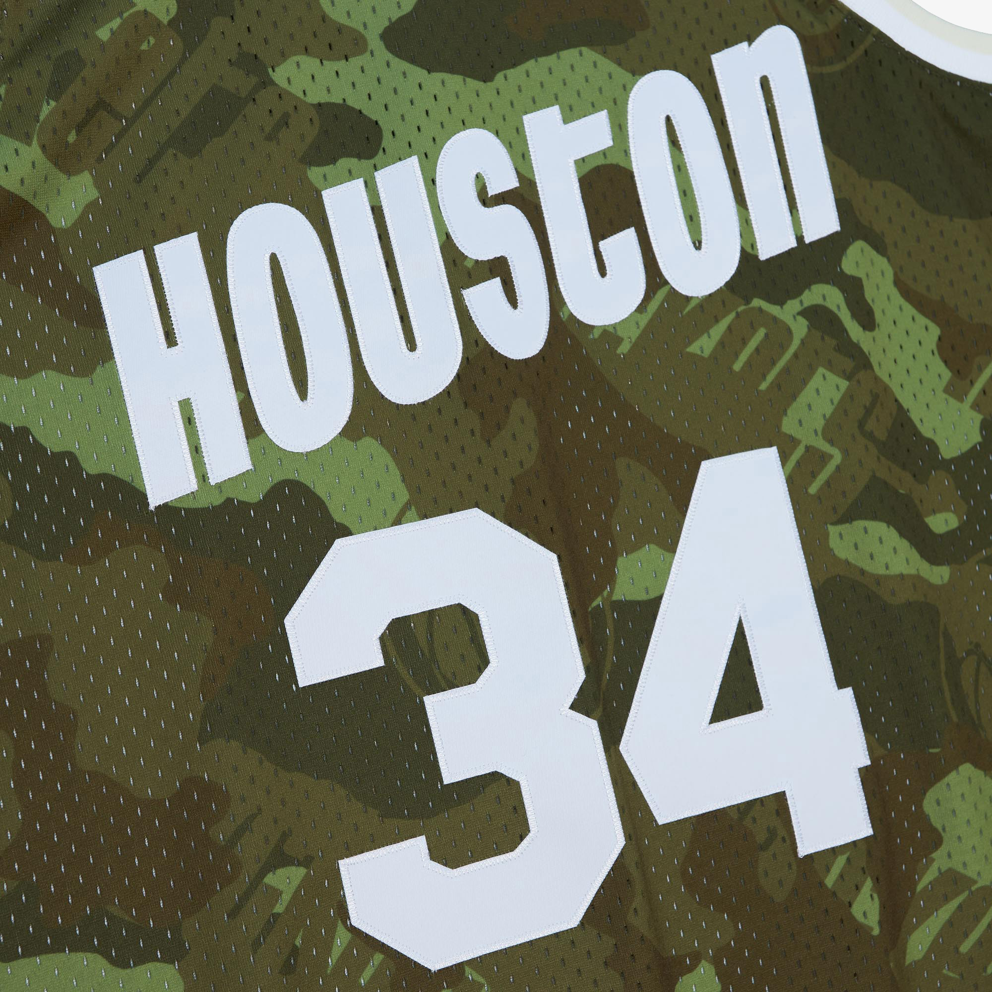 Houston Rockets Mitchell & Ness Hakeem Olajuwon 1993 Ghost Camo Swingman Jersey - Green, , rebel_hi-res
