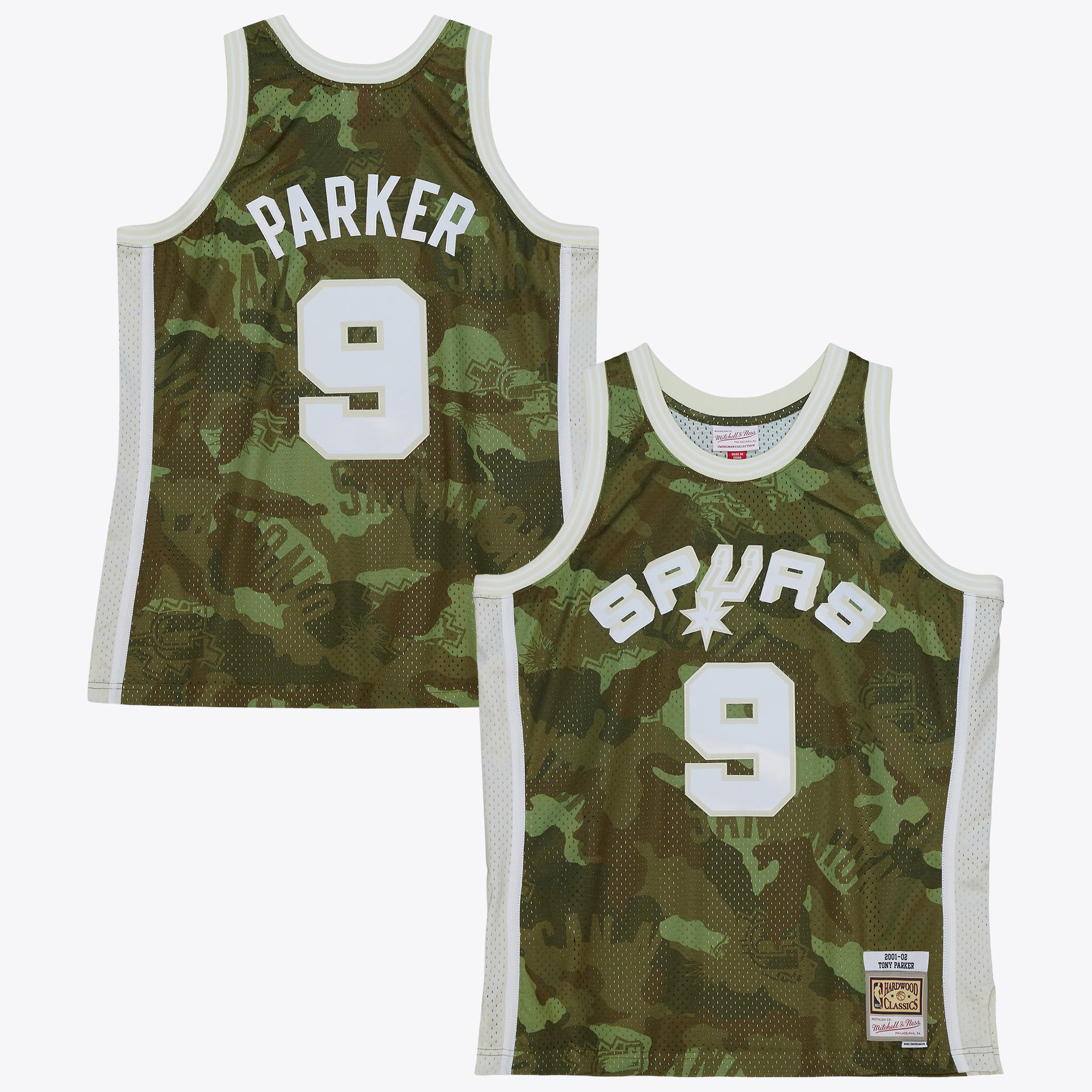 San Antonio Spurs Mitchell & Ness Tony Parker 2000 Ghost Camo Swingman Jersey - Green, , rebel_hi-res