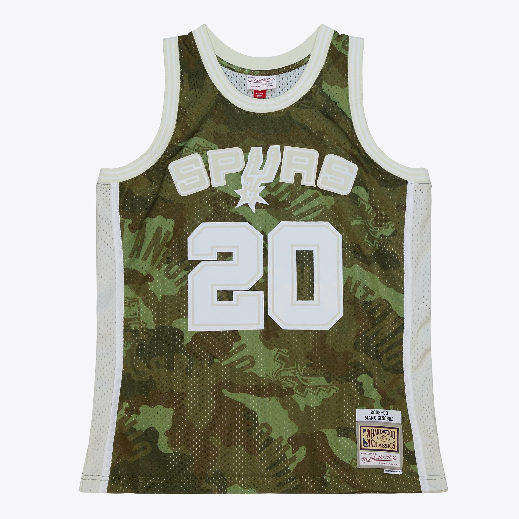 San Antonio Spurs Mitchell & Ness Manu Ginobili 2002 Ghost Camo Swingman Jersey - Green, , rebel_hi-res