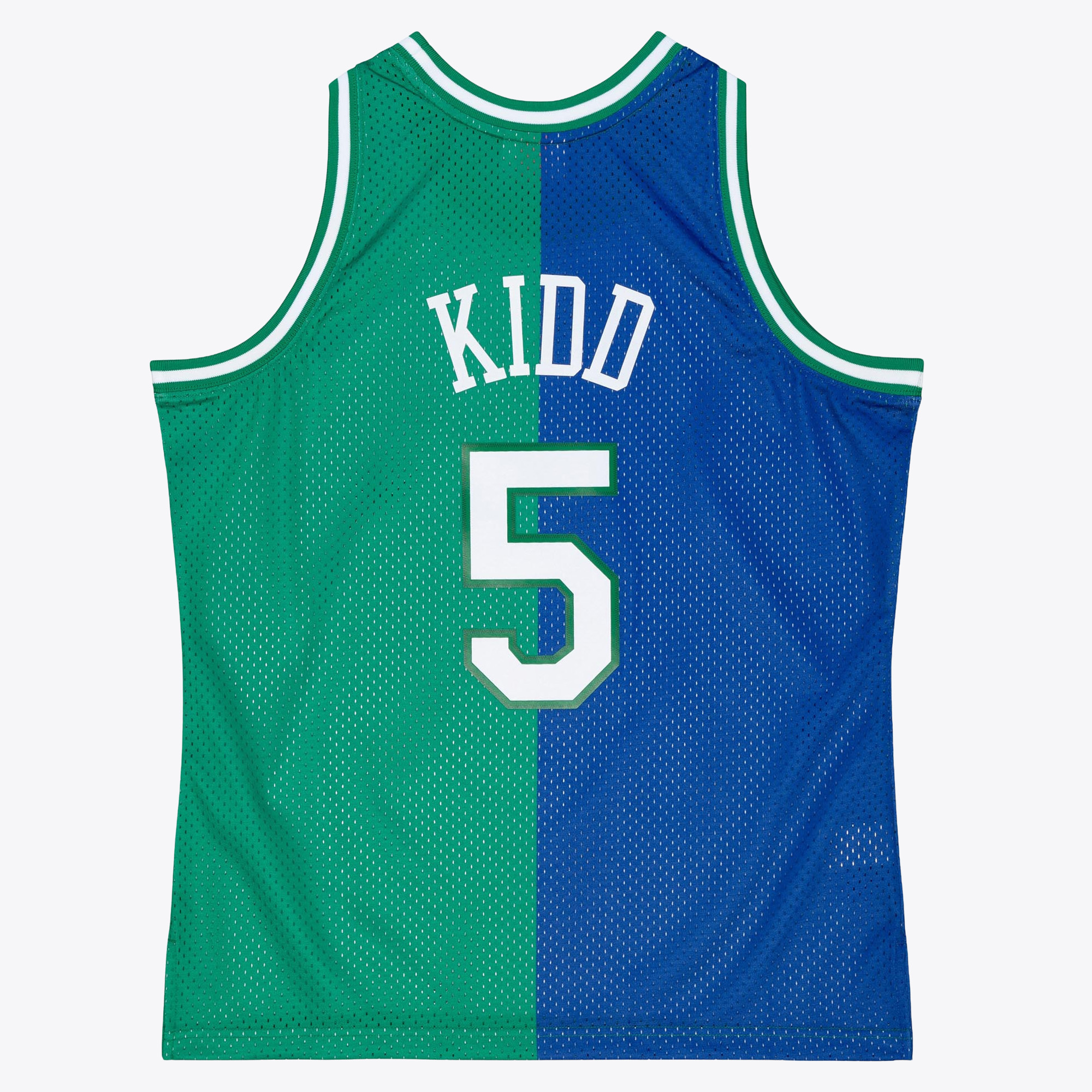 Dallas Mavericks Mitchell & Ness Jason Kidd 1994 Split Swingman Jersey - Blue/Green, , rebel_hi-res