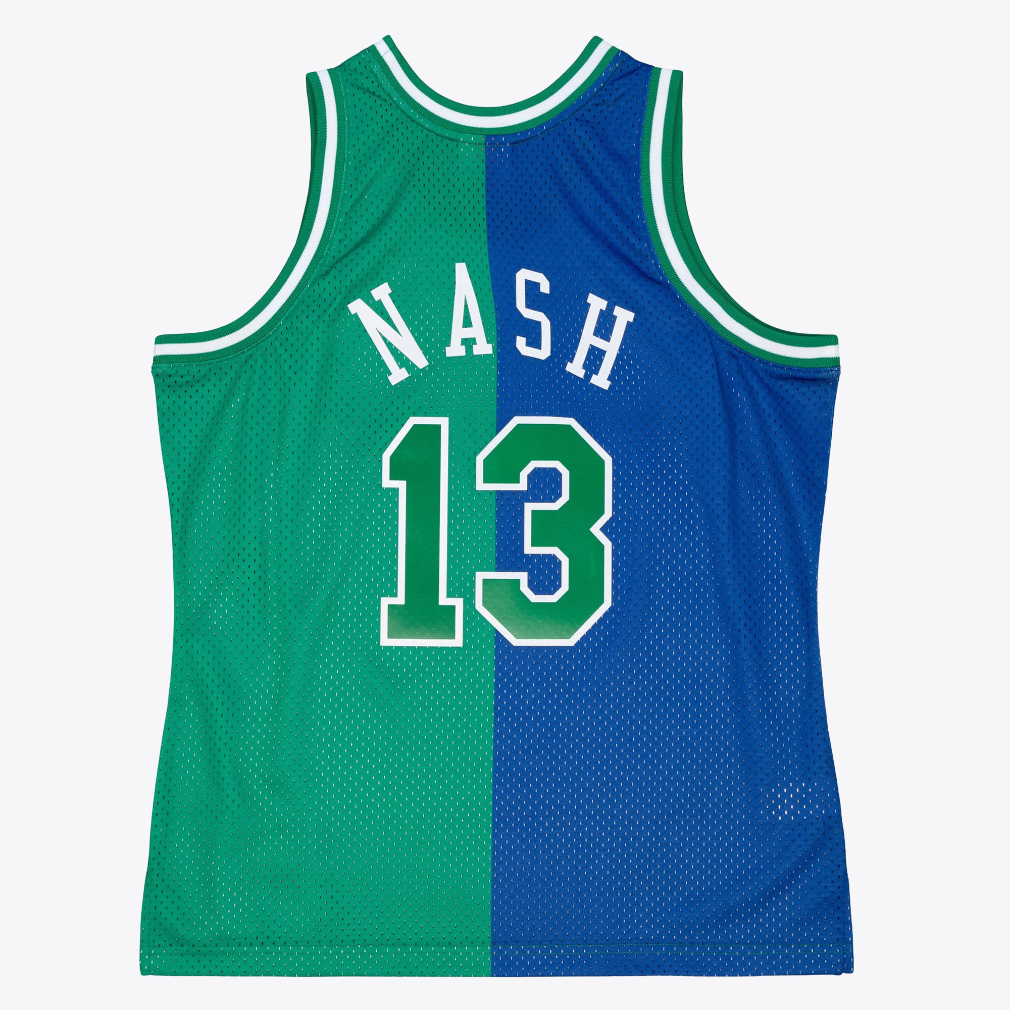 Dallas Mavericks Mitchell & Ness Steve Nash 1998 Split Swingman Jersey - Blue/Green, , rebel_hi-res