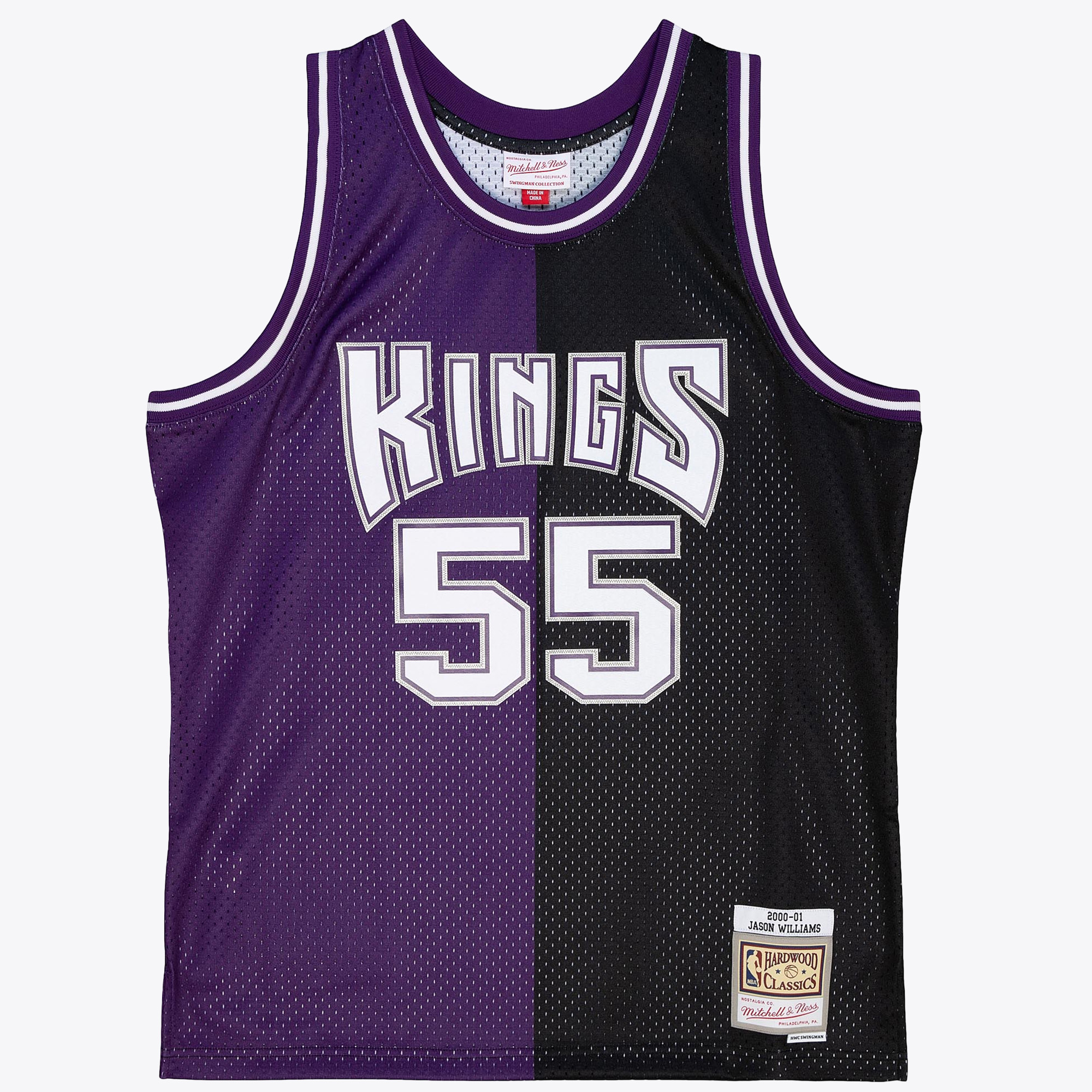 Sacramento Kings Mitchell & Ness Jason Williams 2000 Split Swingman Jersey - Black/Purple, , rebel_hi-res