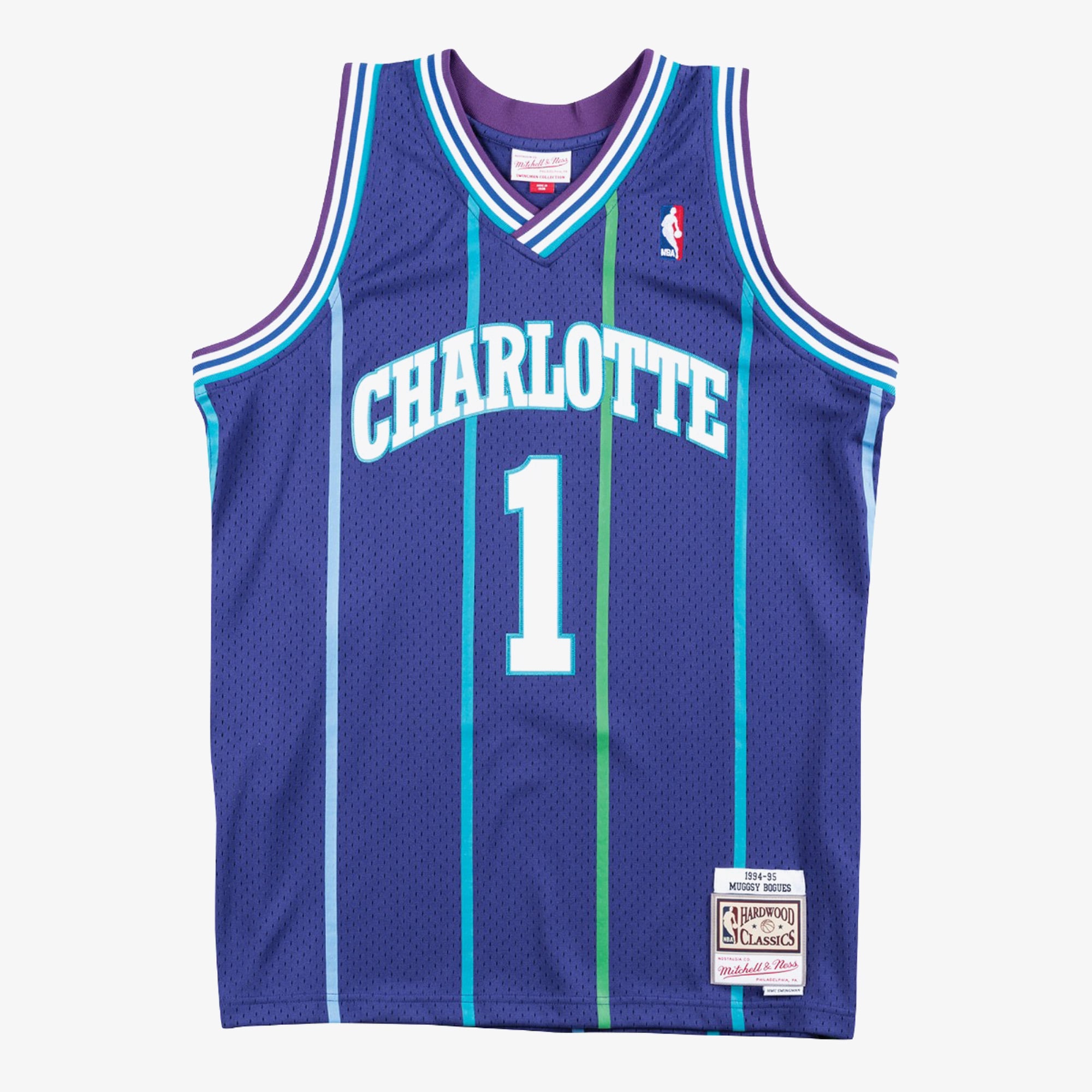 Charlotte Hornets Mitchell & Ness Muggsy Bogues 1994 Swingman Alternate Authentic Jersey - Purple, , rebel_hi-res