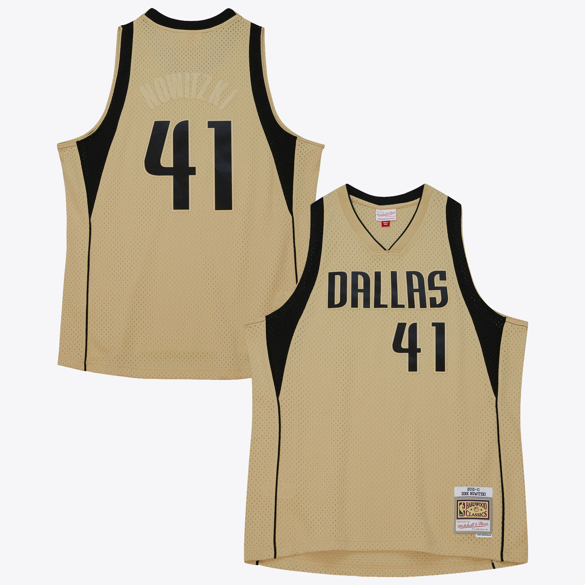 Dallas Mavericks Mitchell & Ness Dirk Nowitzki 2010 Swingman Jersey - Khaki, , rebel_hi-res