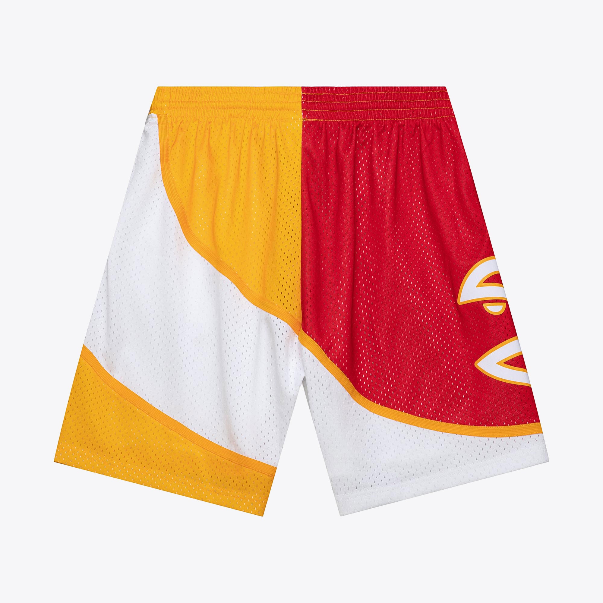 Atlanta Hawks Mitchell & Ness 1986 Split Swingman Shorts - Red/Yellow - Mens, , rebel_hi-res