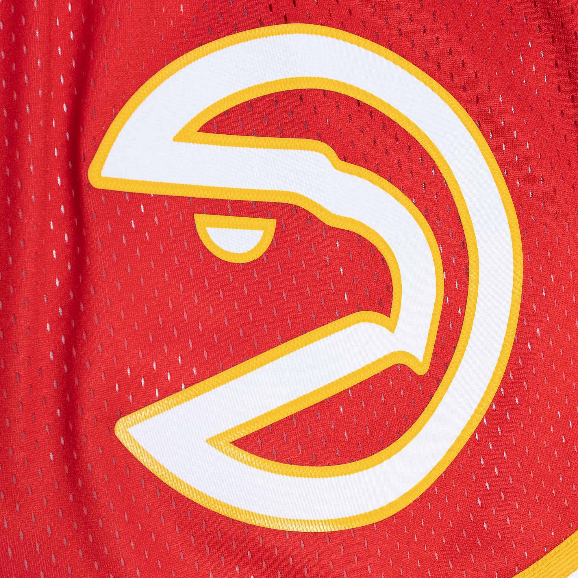 Atlanta Hawks Mitchell & Ness 1986 Split Swingman Shorts - Red/Yellow - Mens, , rebel_hi-res
