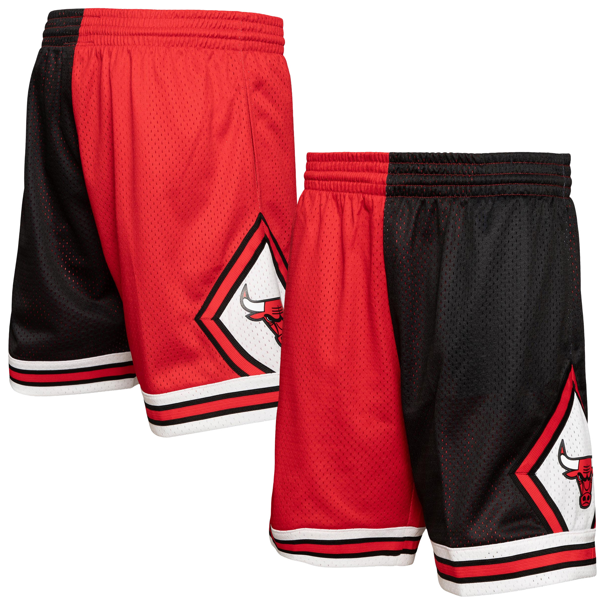 Chicago Bulls Mitchell & Ness 1997 Split Swingman Shorts - Black/Red - Mens, , rebel_hi-res
