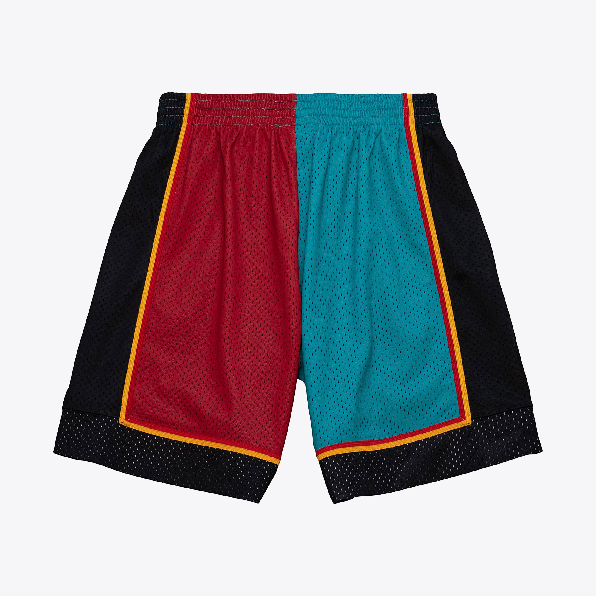 Detroit Pistons Mitchell & Ness 1998 Split Swingman Shorts - Red/Teal - Mens, , rebel_hi-res