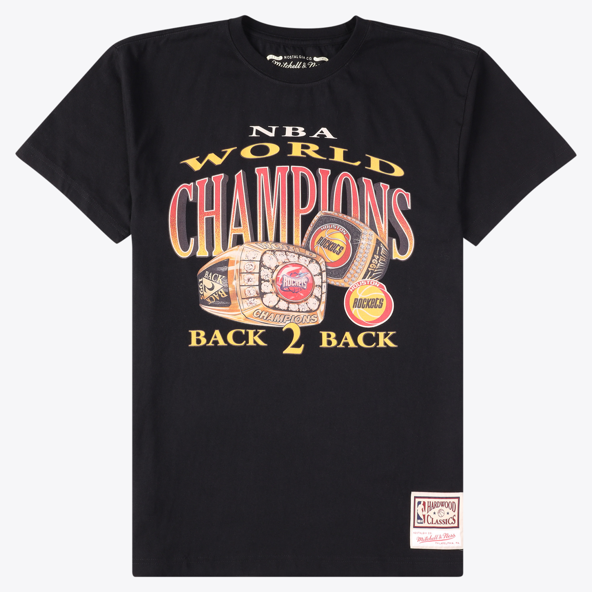 Houston Rockets Mitchell & Ness Champions Print T-Shirt - Black - Mens, , rebel_hi-res