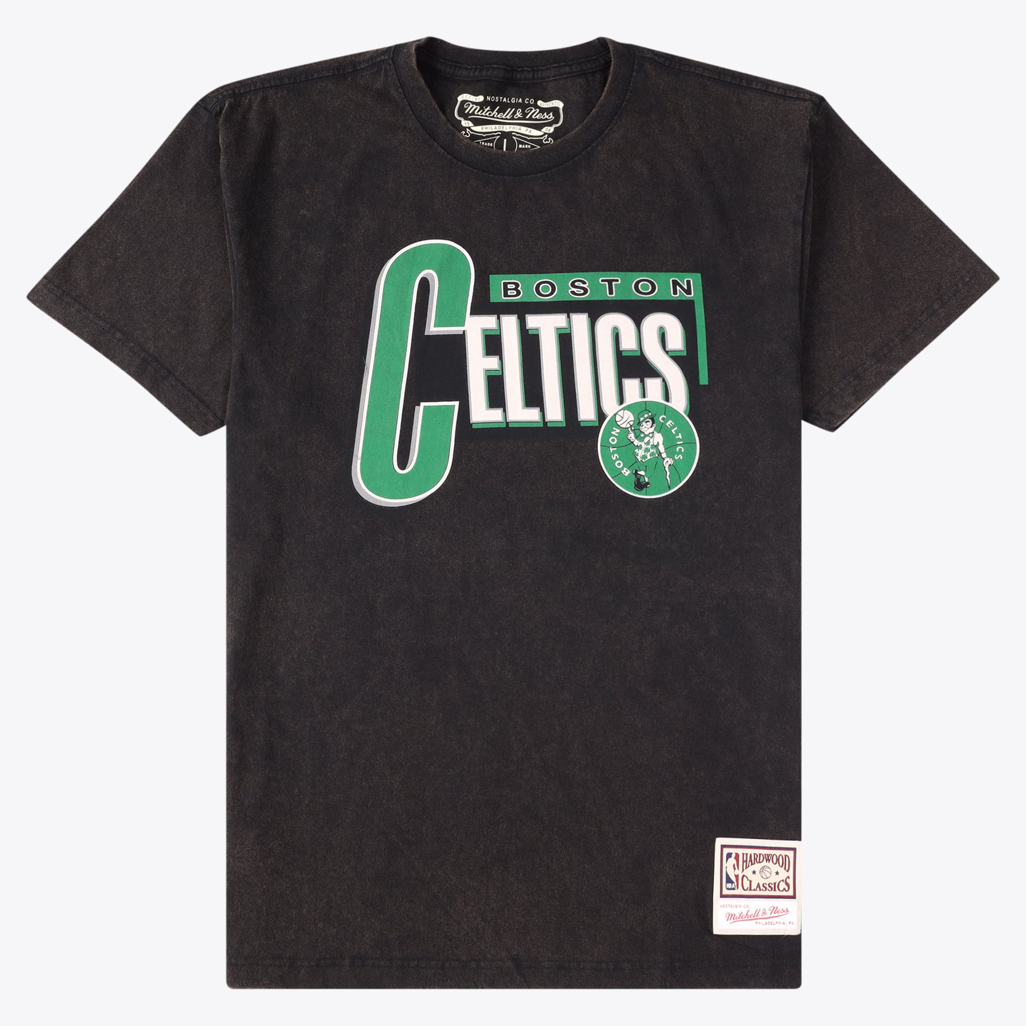 Boston Celtics Mitchell & Ness Centre Circle T-Shirt - Black - Mens, , rebel_hi-res