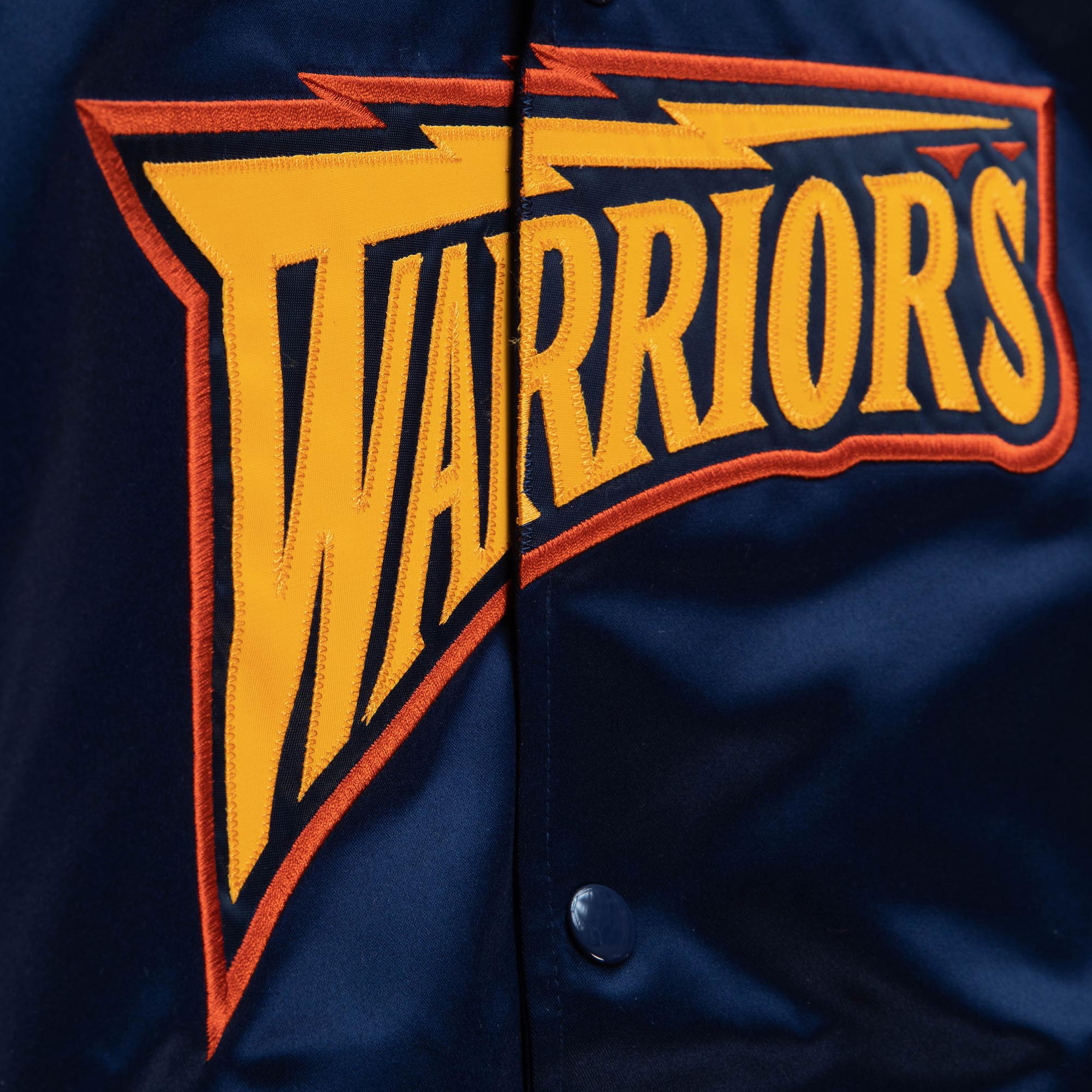 Golden State Warriors Mitchell & Ness Lightweight Satin Jacket - Navy - Mens, , rebel_hi-res